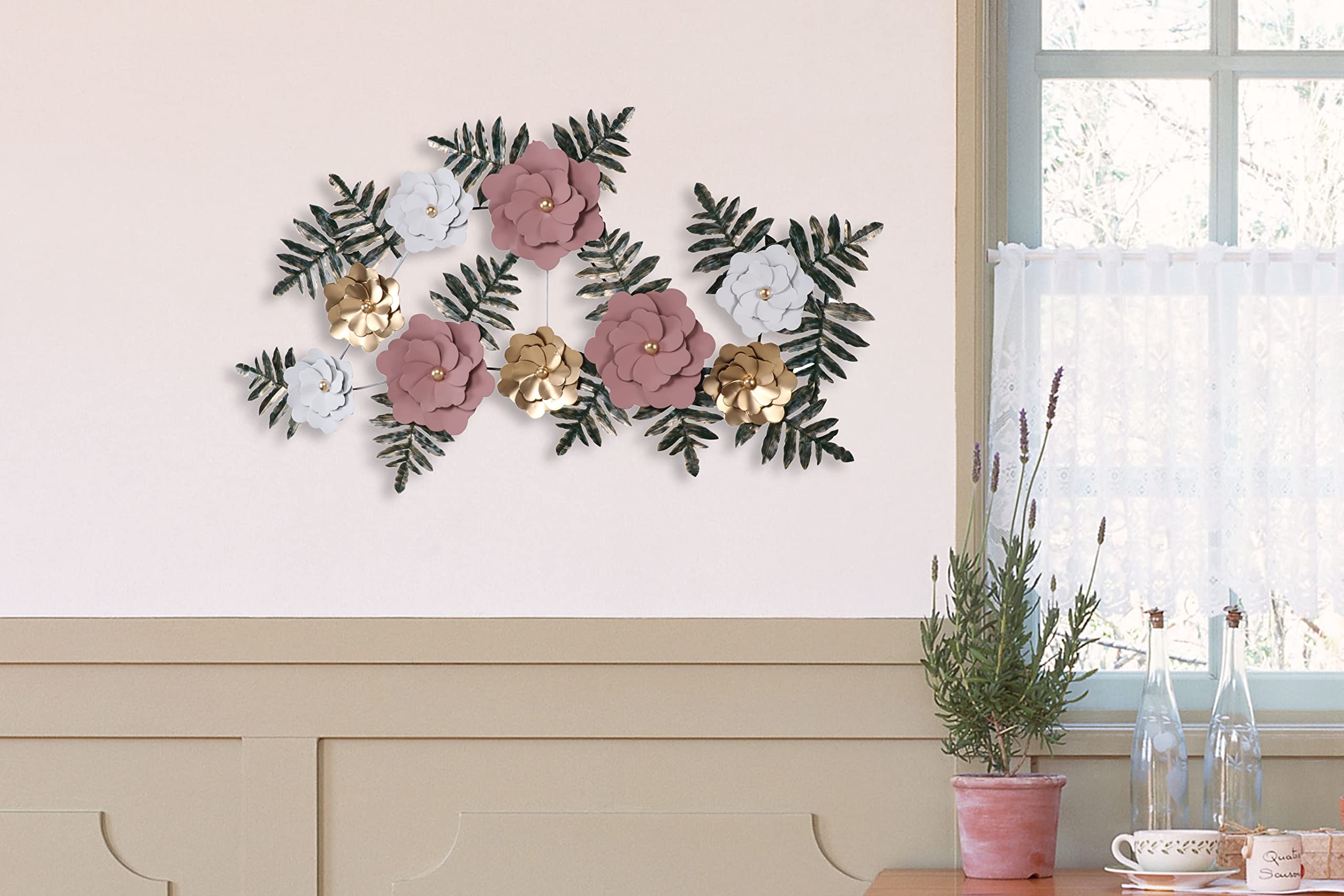 Spiroz Floral Metal Iron Wall Art Decor Hanging Artifact For Home Decoration Living Room/Bedroom/Drawing Room/Kitchen/Hotel/Rest