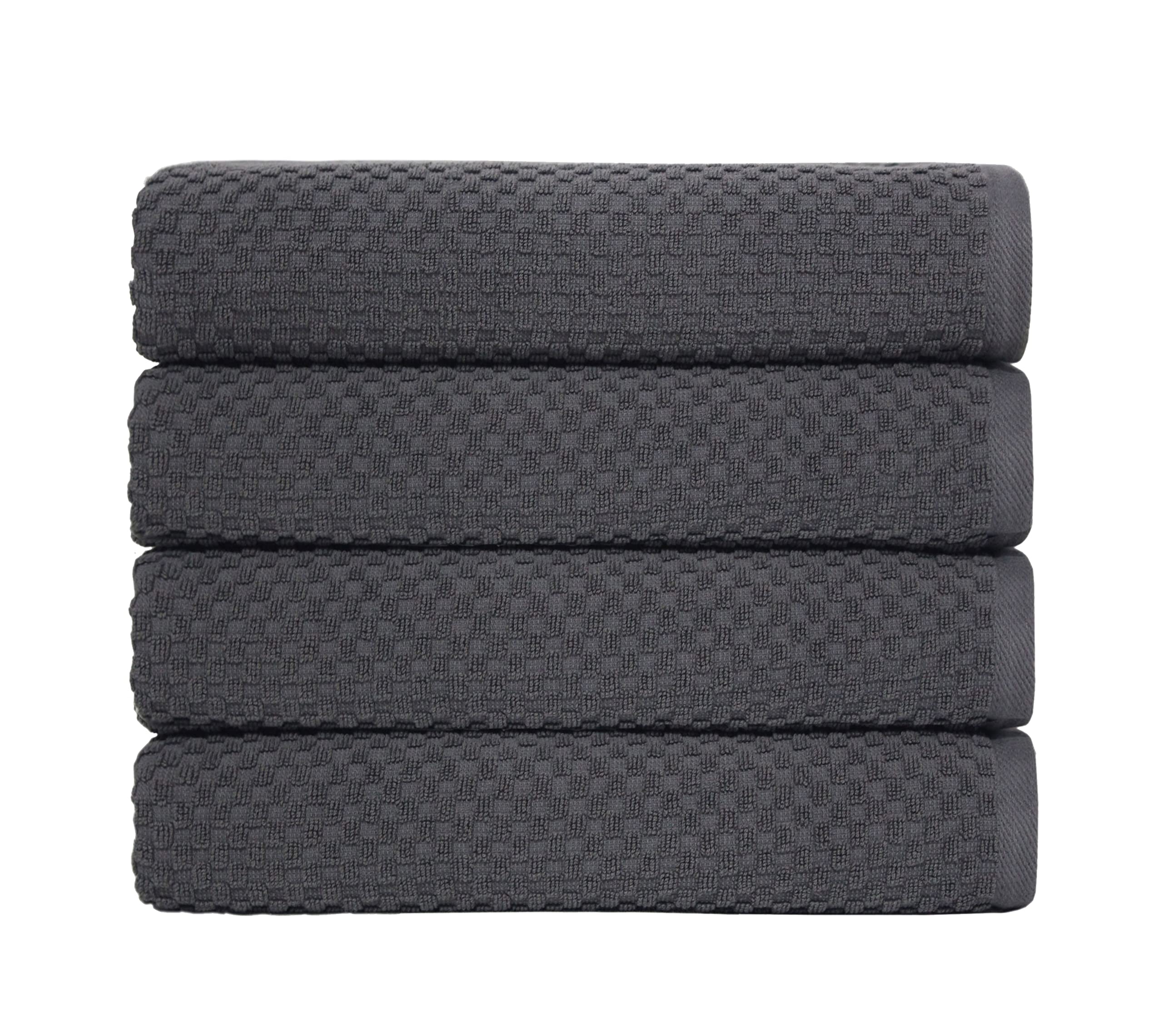 COTTON CRAFT Waffle Bath Towel - Set of 4 Luxury Euro Spa Waffle Weave Towels - 100% Ringspun Cotton Bath Towel - Absorbent Quick Dry Bath Towel Set - Oversized 30 inch x 56 inch - Grey