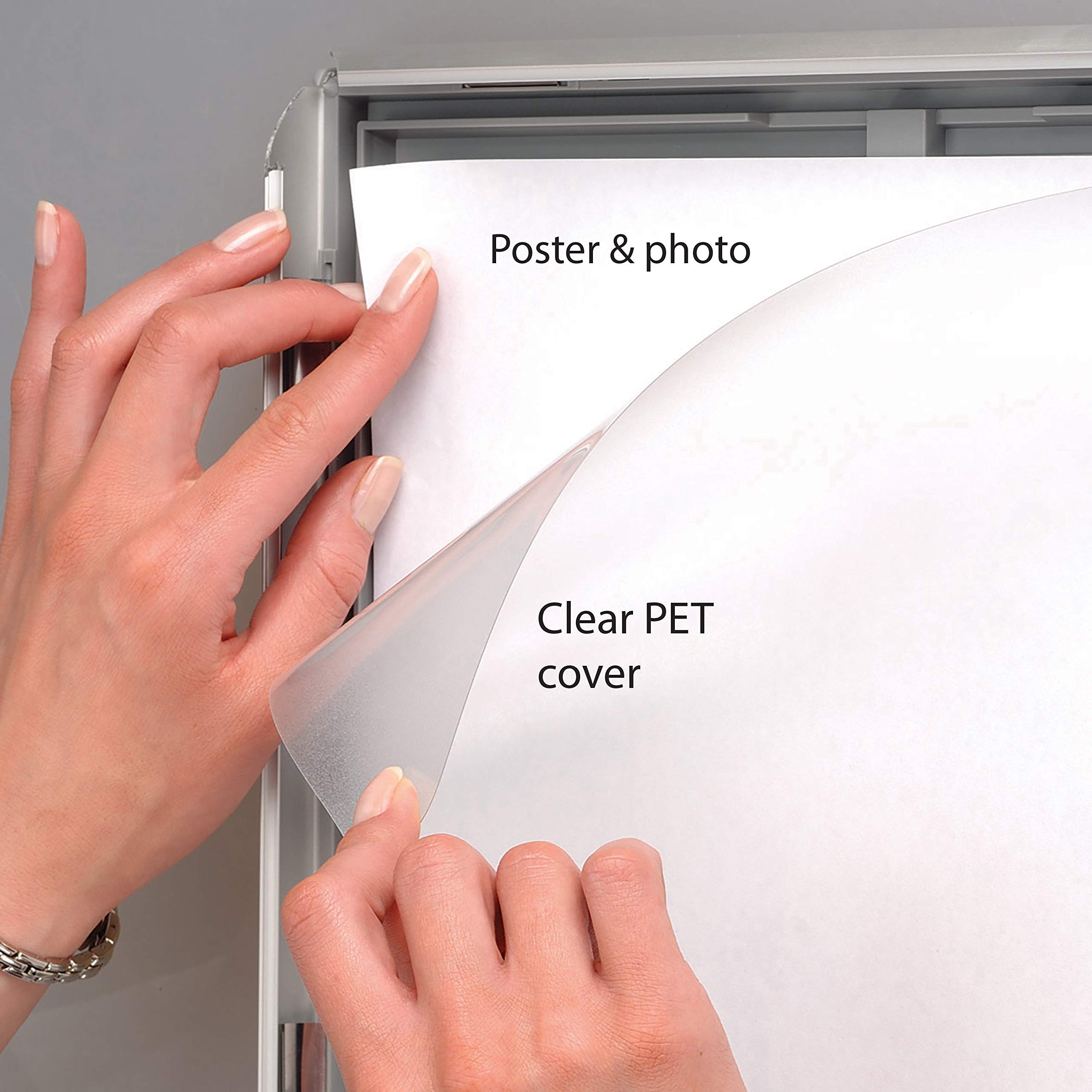 M&T Displays Opti Snap Poster Frame 11X17 Inch Silver 1'' Aluminum Profile Front Loading Wall Mounting Photo Picture Document Ce