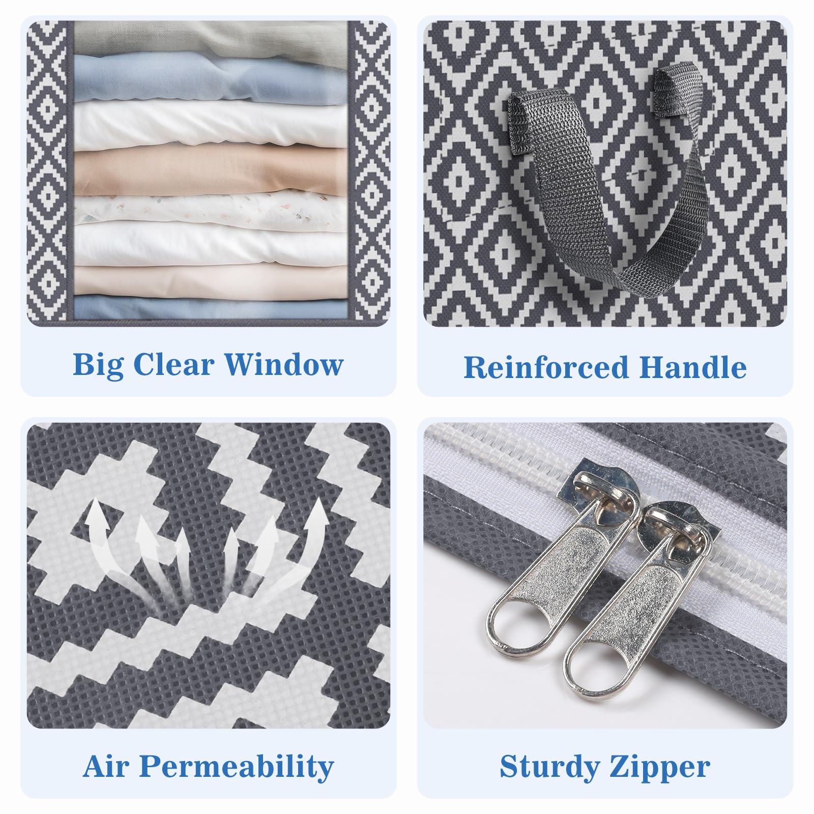 StorageTastic Direct 100L, 6 Pack, Storage Containers, Large Clothes Storage Bins Foldable Organization and Storage Bags with Re