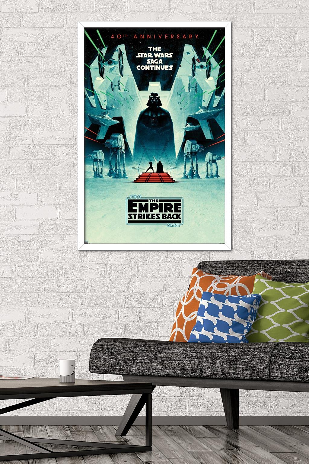 Trends International Star Wars: The Empire Strikes Back - 40Th Anniversary Wall Poster, 22.375'' X 34'', White Framed Version