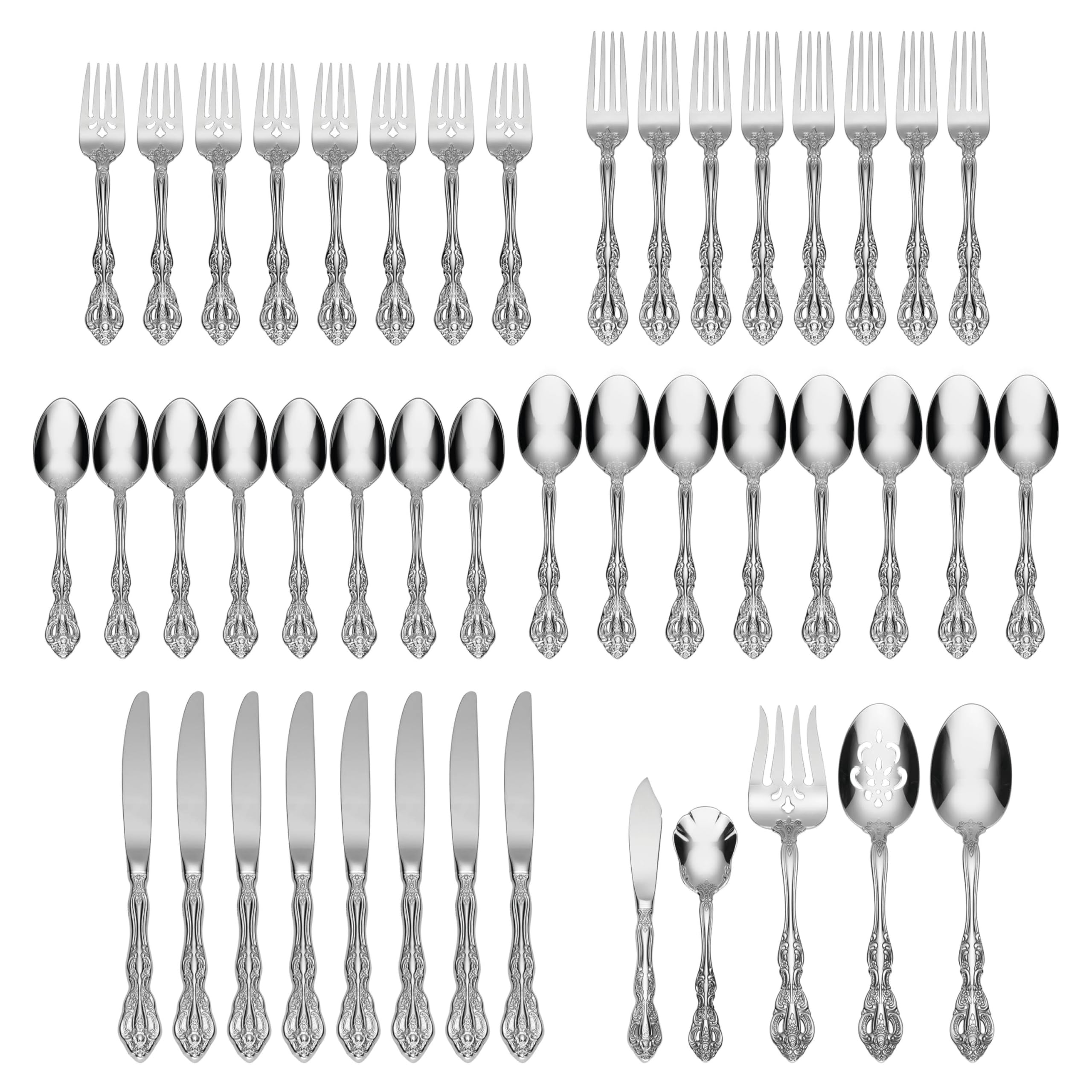 Oneida Michelangelo 45 Piece Fine Flatware Set, Service For 8, 18/10 Stainless Steel
