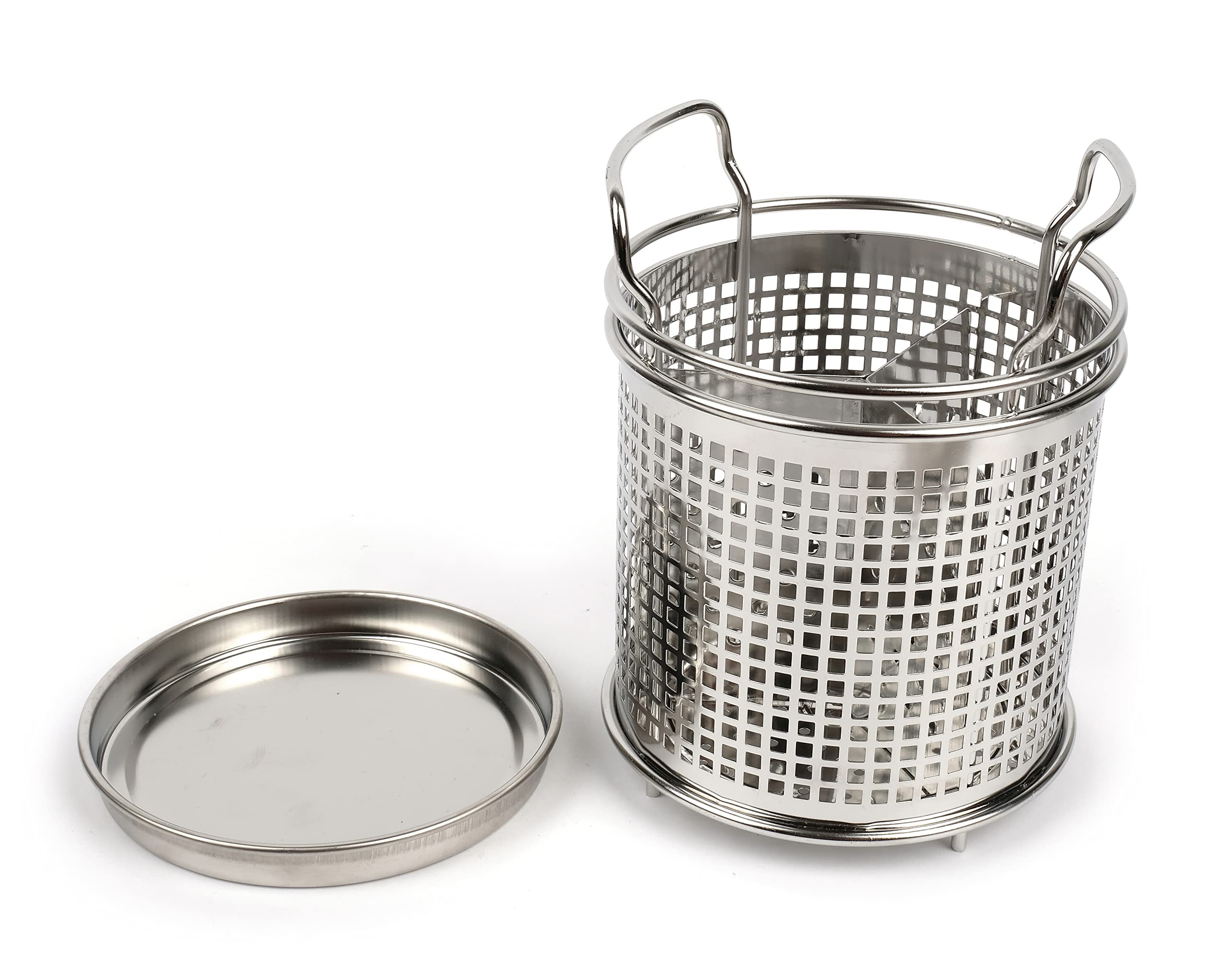 Lenith Stainless Steel Kitchen Round Utensil Holder - Weighted Base For Stability - Utensil Crock With Removable Divider For Eas