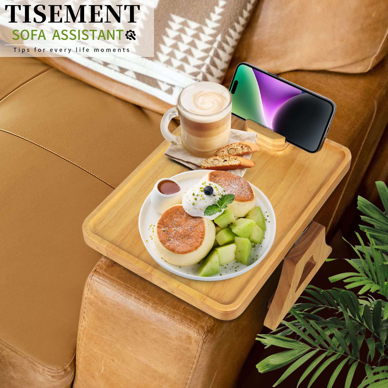 Tisement Couch Tray For Wide Sofa, 11.8    8.7 Clip On Sofa Arm Tray With 360 Rotating Bracket,Foldable Couch Arm Table For Wide