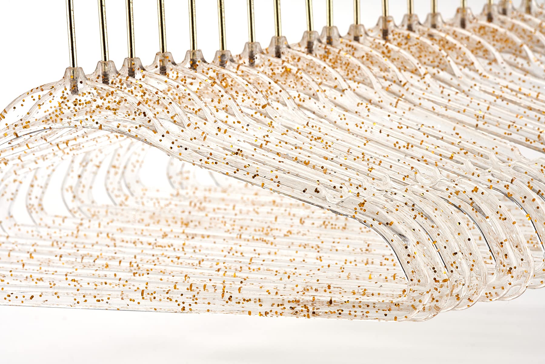 Concepts 20 Pack Premium Heavy Duty Gold Glitter Acrylic Kids Hangers, Elegant For Baby Nursery Space-Saving Non-Slip Clothes Ha