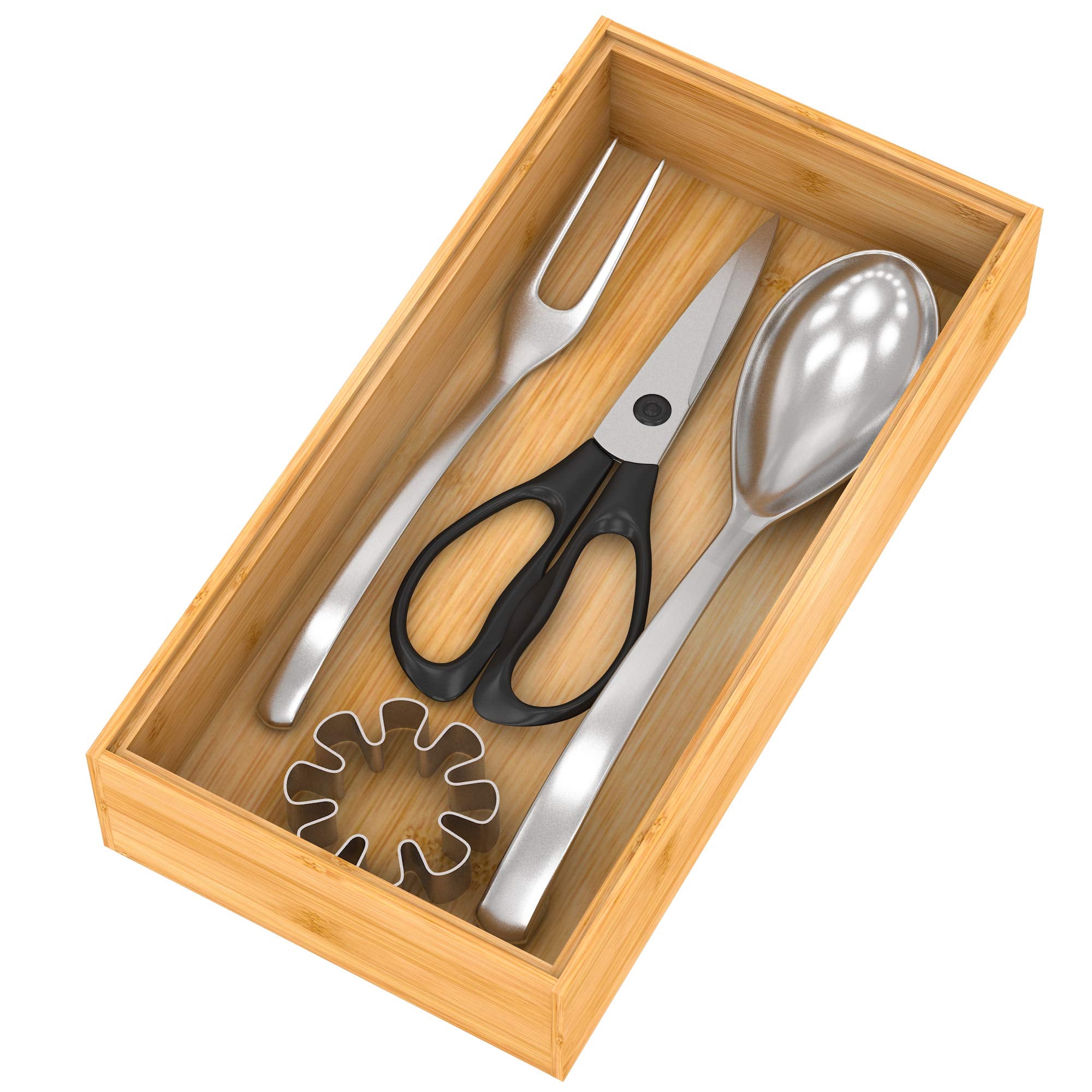 Drawer Organizer Utensil Holder For Kitchen, Small Wood Silverware Storage Organizer, Stackable Box Tray For Cutlery, Flatware,