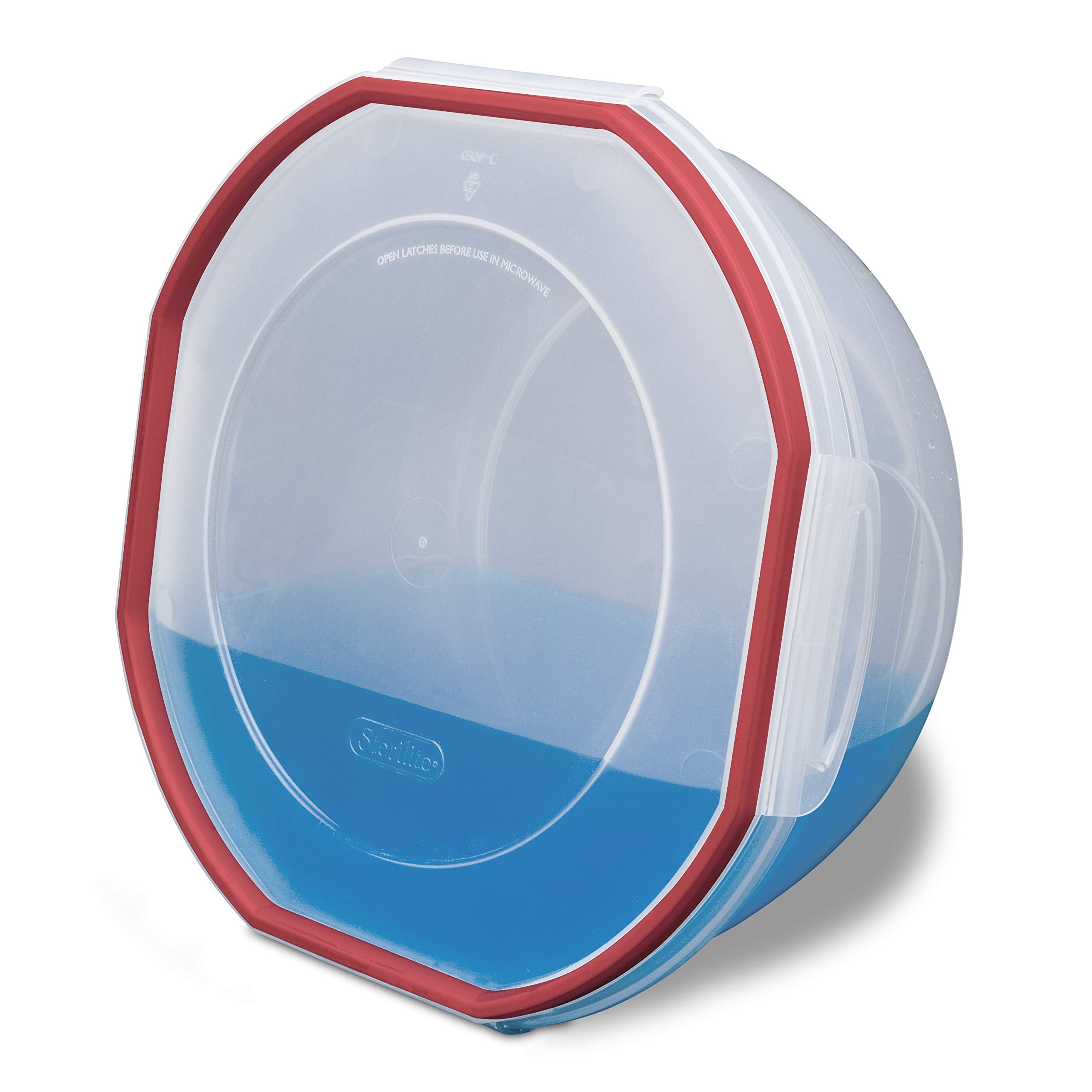 Sterilite Ultra-Seal 2.5 Qt Airtight Food Storage Container, Plastic, Clear with Red Gasket, 4-Pack, Microwave & Dishwasher Safe