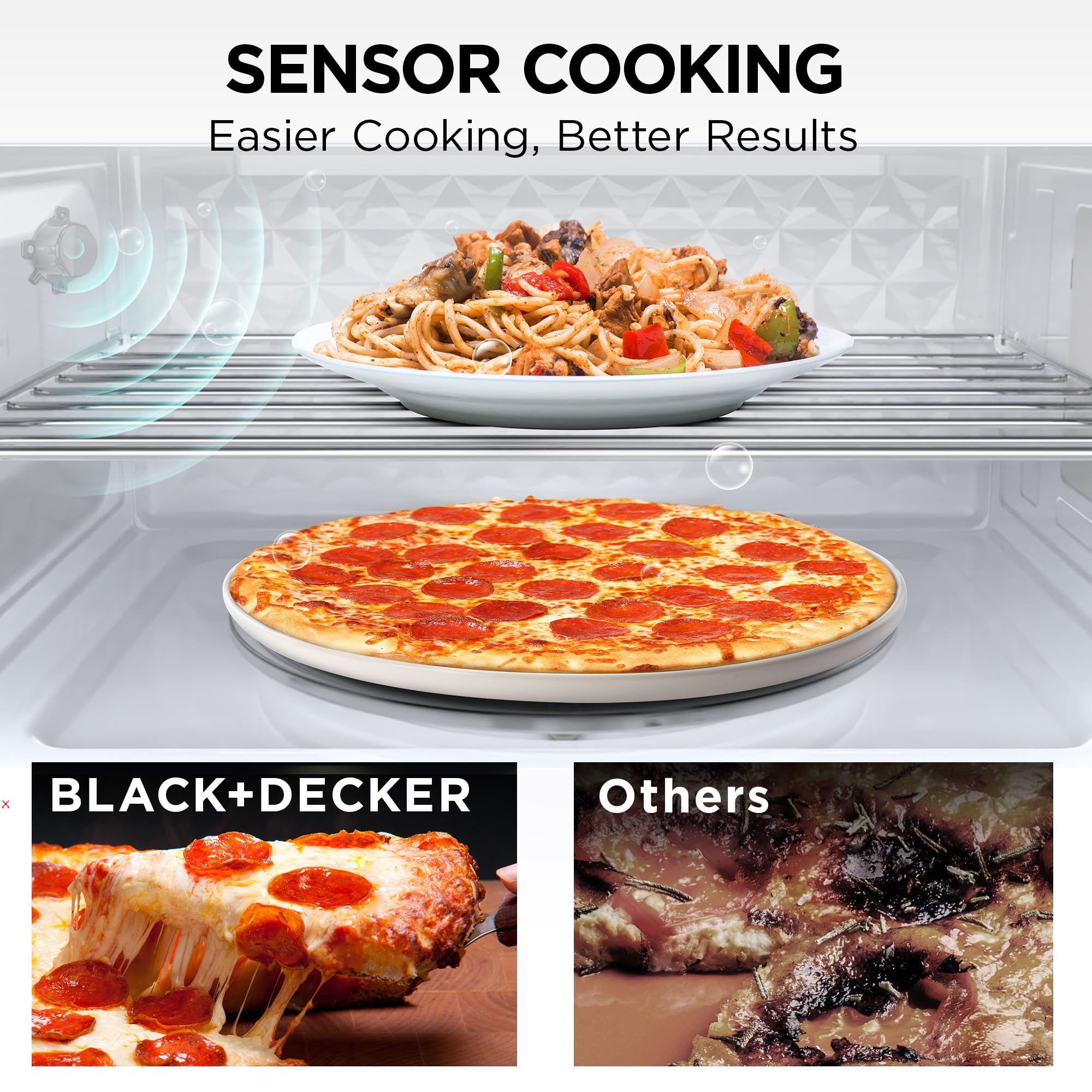 Black+Decker Em044Kb19 Over The Range Microwave Oven With One Touch, 1000 Watts, 400 Cfm And Sensor Cooking, Otr 1.9 Cu.Ft