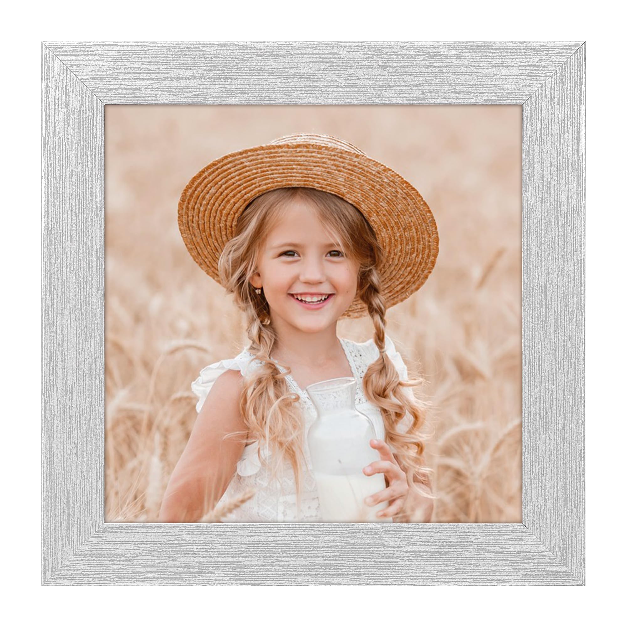 ORIVAN 5x5 Picture Frame Wood Display 5x5 Picture Distressed Silver Square Photo Frame for Wall and Tabletop Decoration