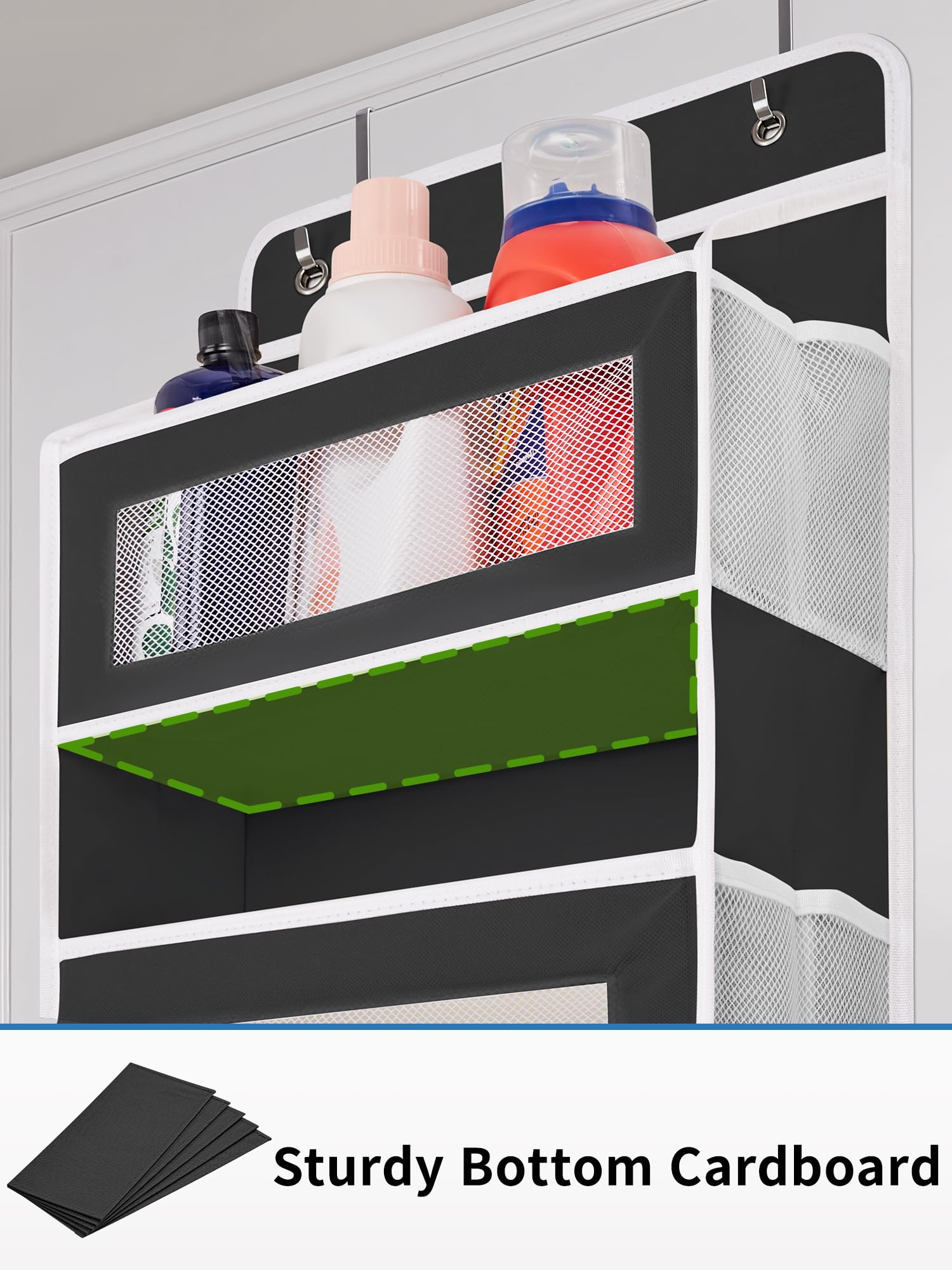 JARLINK Over the Door Organizer Storage  5 Shelf Hanging Door Organizer with 5 Large Capacity Pockets  Anti Tilt 44 lb Load Behind Door Organizer for Bedroom  Bathroom  Pantry  Nursery  (Black)