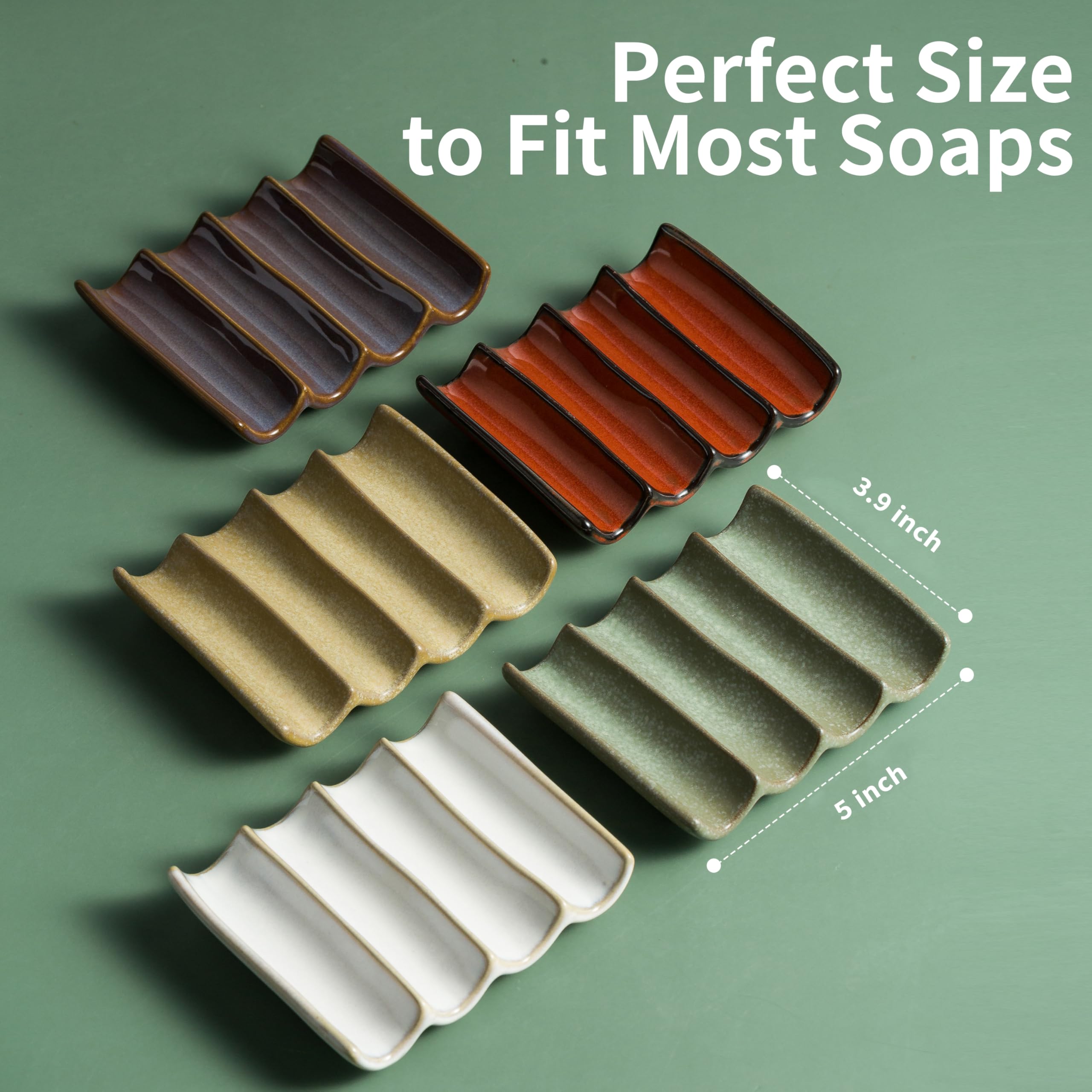 Cormomu Bathroom Soap Dish For Shower, Bar Soap Holder With Self Drain, Ceramic Soap Saver Tray For Bathroom Sink, Kitchen Count