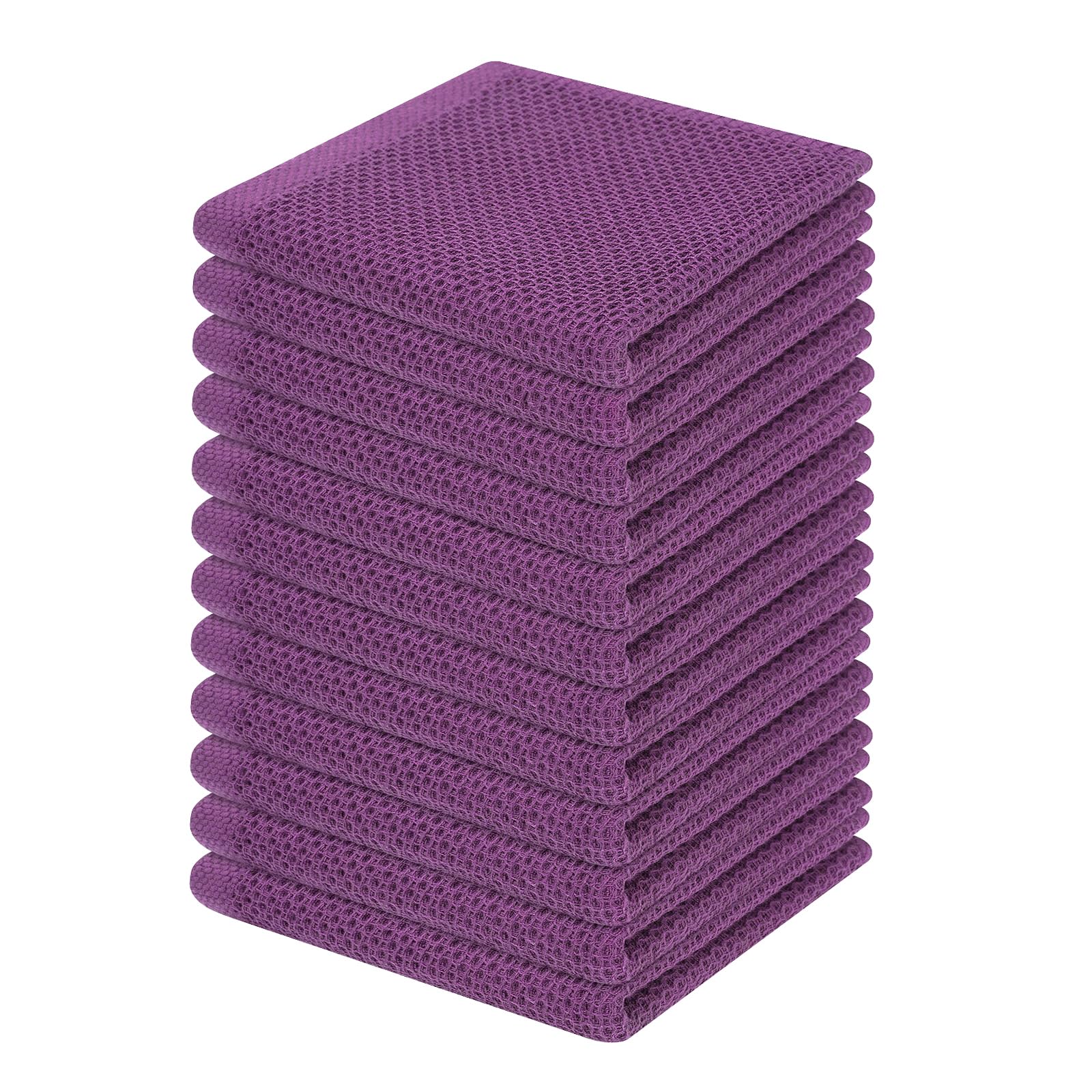 Homaxy 100% Cotton Waffle Weave Kitchen Dish Cloths, Ultra Soft Absorbent Quick Drying Dish Towels, 12 x 12 Inches, 12-Pack, Pur