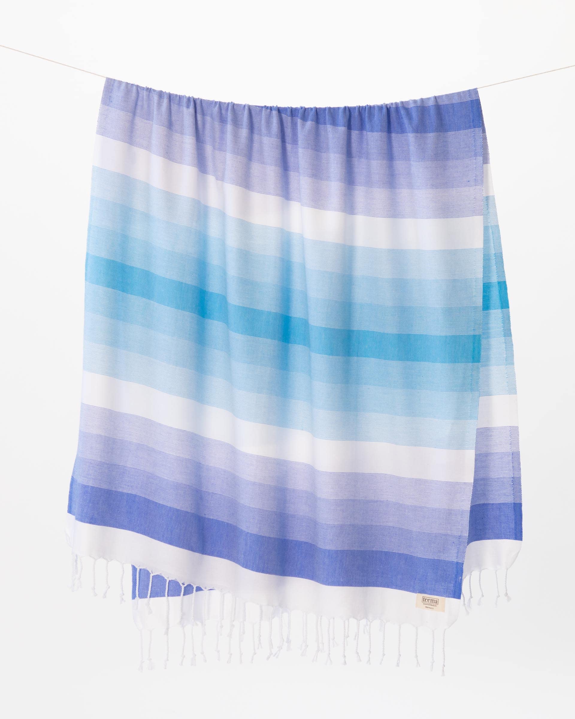 Teema Large Turkish Beach Towel - 100% Turkish Cotton - Sand Free - Fast Drying - Versatile And Multi-Use - The Layers (Blue)
