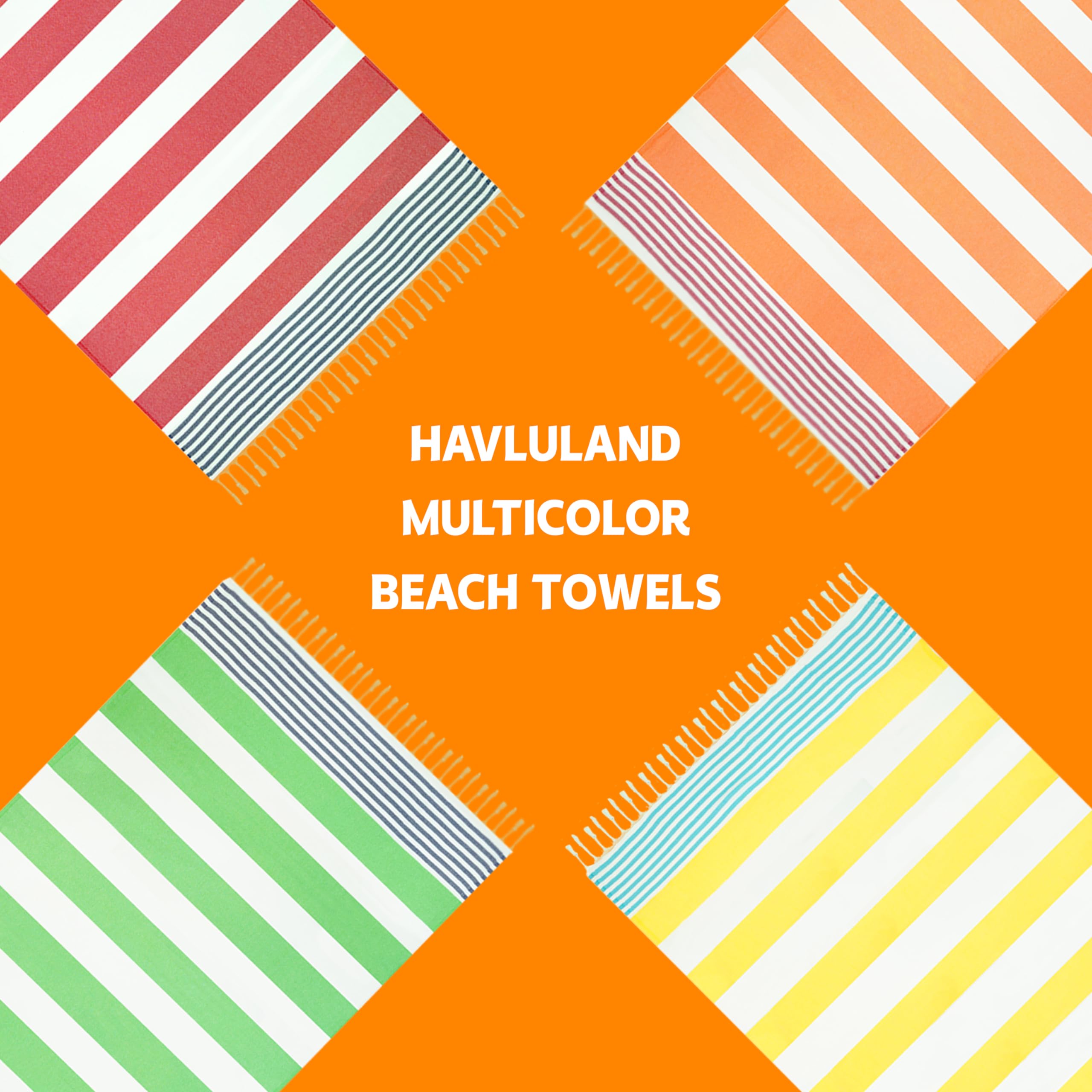 HAVLULAND Set of 6 Beach Towels 100% Turkish Cotton Soft Beach Towel Super Absorbent XL Bath Towels Oversized 71x39 Inch Sandproof Beach Blanket Extra Large Pool Towels