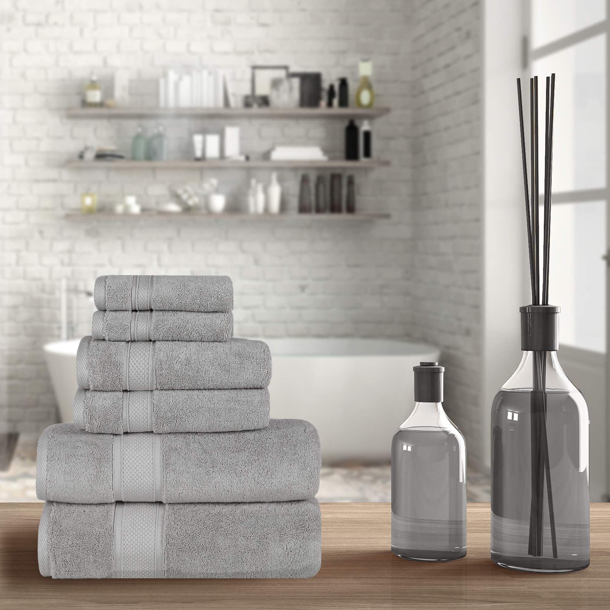 NOVA Luxury Linen - Hotel Quality Turkish Towel Set for Bathroom (6 Pcs Towel Set  Pure White)