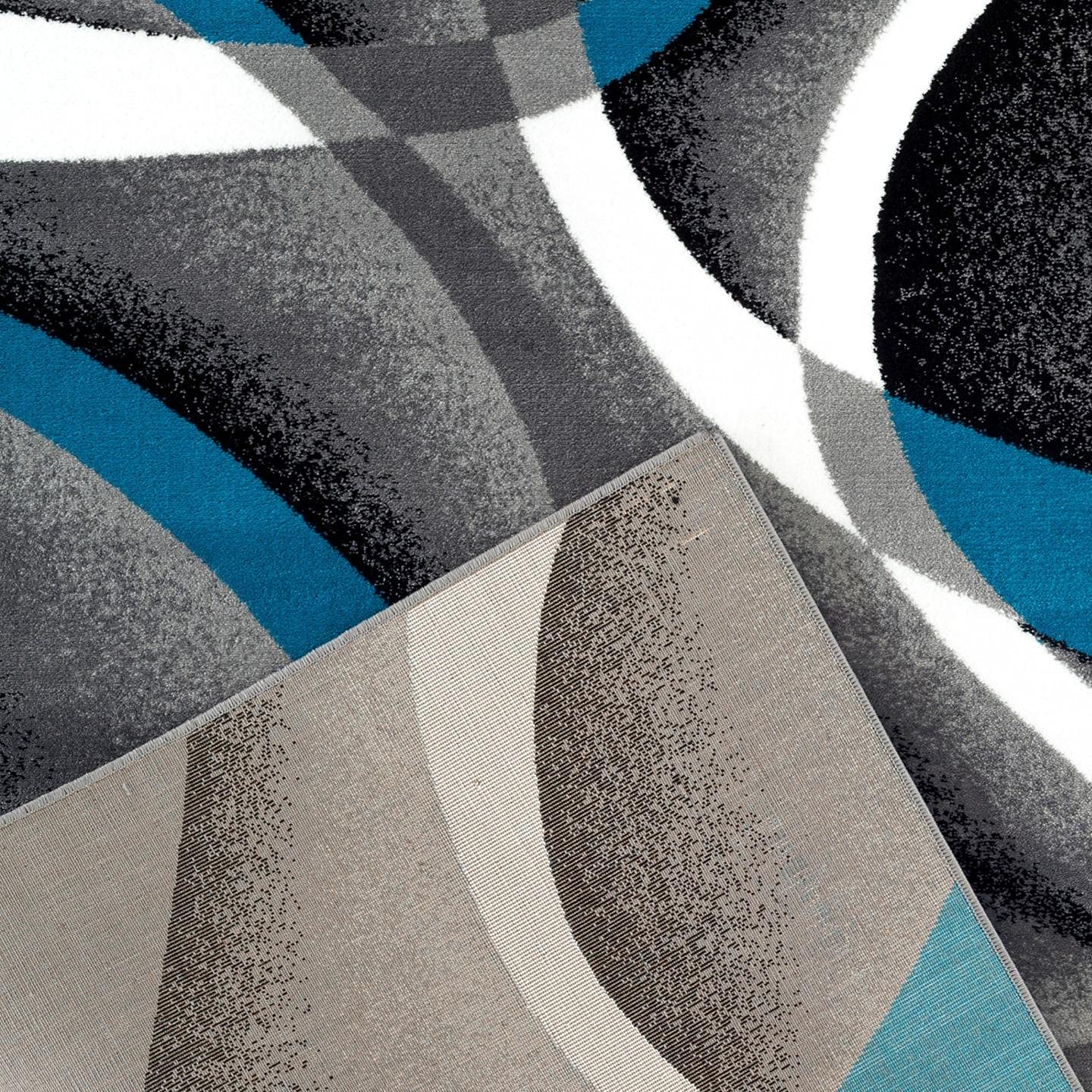 Persian Rugs 2305 Turquoise White Swirlss 22 x 74 Runner Modern Abstract Area Rug Carpet