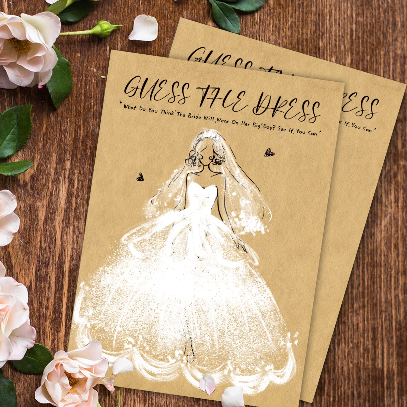 Kalefo Bridal Shower Games - Set Of 25 Cards Guess The Dress Wedding Game Party Supplies Favors