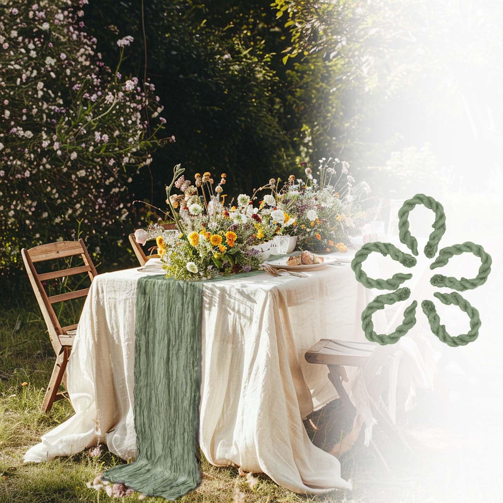 Fusenyuan Sage Cheesecloth Table Runner 10Ft 5Pcs For Boho Wedding Farmhouse Party Rustic Gauze Table Runner 120'' X 35'' For Br