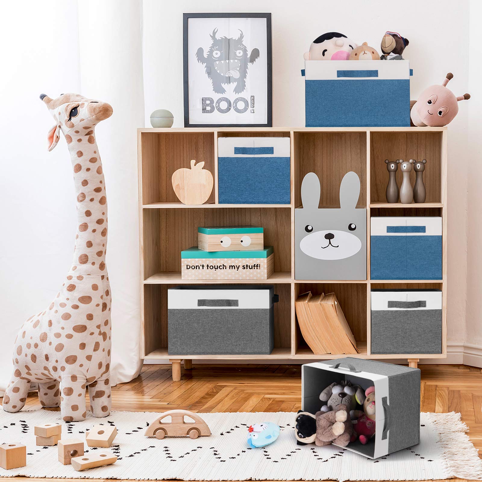 Ghvyennttes Storage Bins [3-Pack] Large Foldable Storage Baskets For Shelves, Sturdy Fabric Cube Storage Boxes With 3 Handles Fo