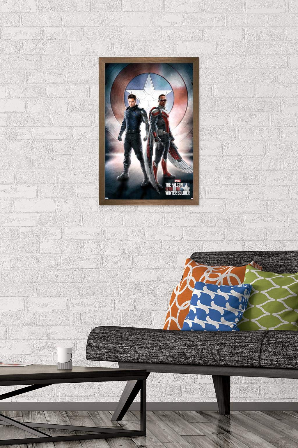 Trends International Marvel Television - Falcon And Winter Soldier - One Sheet Wall Poster, 14.725'' X 22.375'', Bronze Framed V