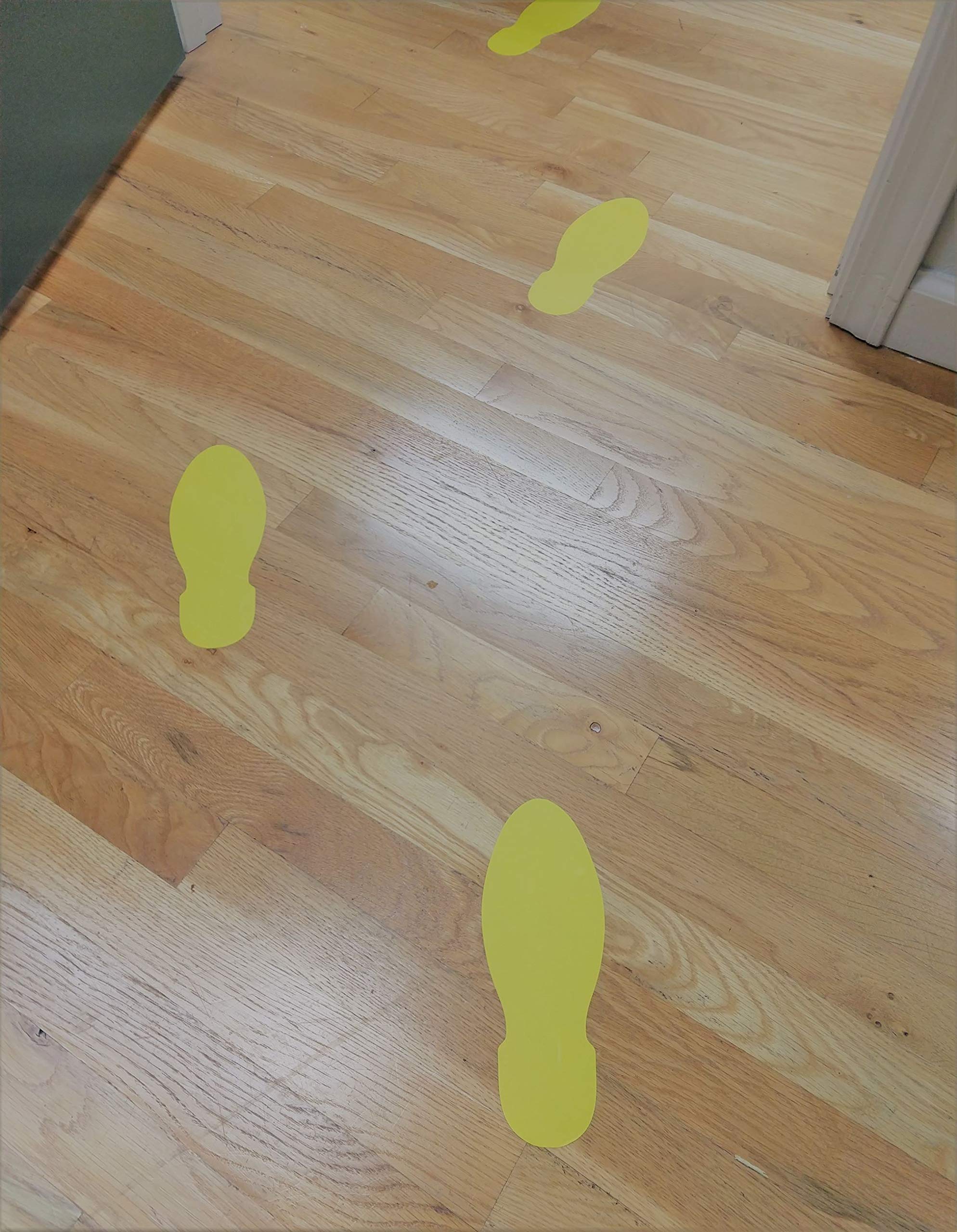 LiteMark 9 Inch Bright Red Unifoot Footprint Stickers Safe for Floors and Walls - 6 Pairs - Straight Feet Design