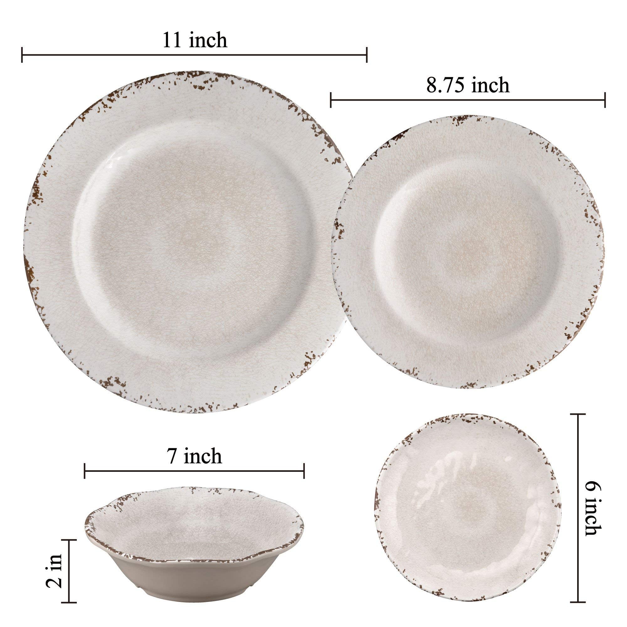 Supreme Housewares 4-Piece 6 Inch Melamine Dessert Plates Appetizer Dinner Plates Small Serving Plates Party Plates Round Plate