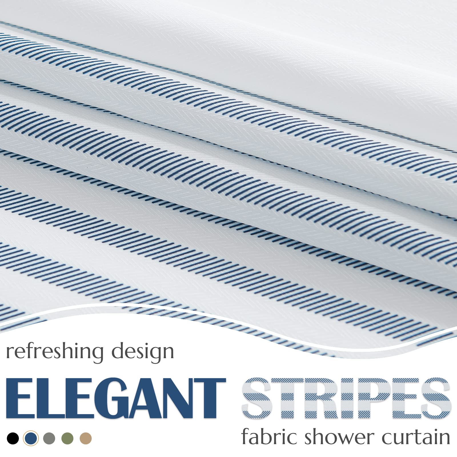 Jinchan White Shower Curtain With Blue Stripes Fabric Shower Curtain For Bathroom Modern Shower Curtain Waterproof In Bath 70X72