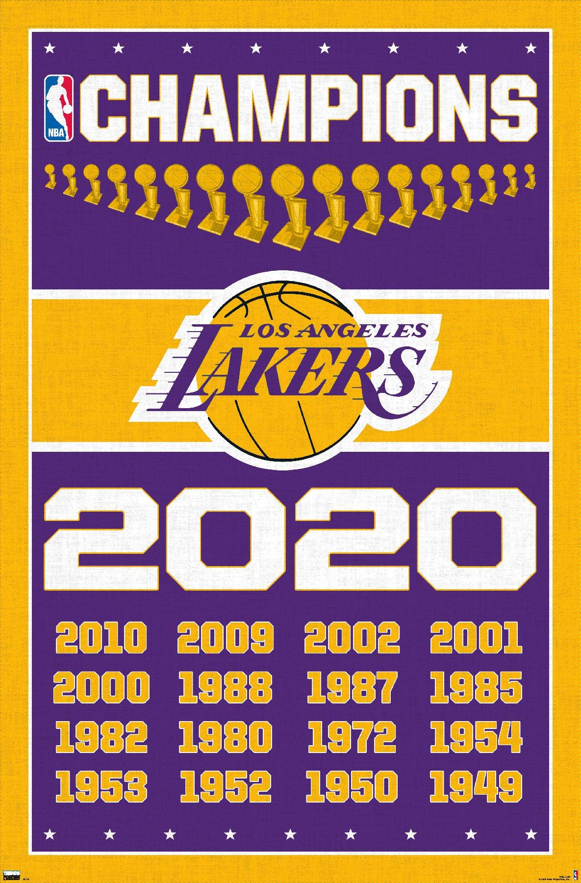 Trends International Nba Los Angeles Lakers - Champions 20 Wall Poster, 14.72'' X 22.37'', Premium Unframed Version