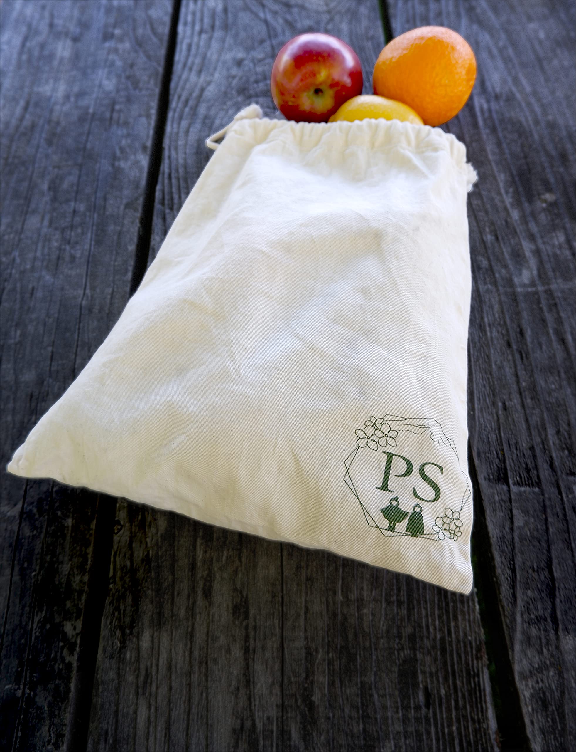 Phlox Systems (Ps) Home Set Of Two Handmade Bread Bags, Drawstring Cotton Bread Bag, Reusable Bread Bag, Homemade Bread Bags, Ba