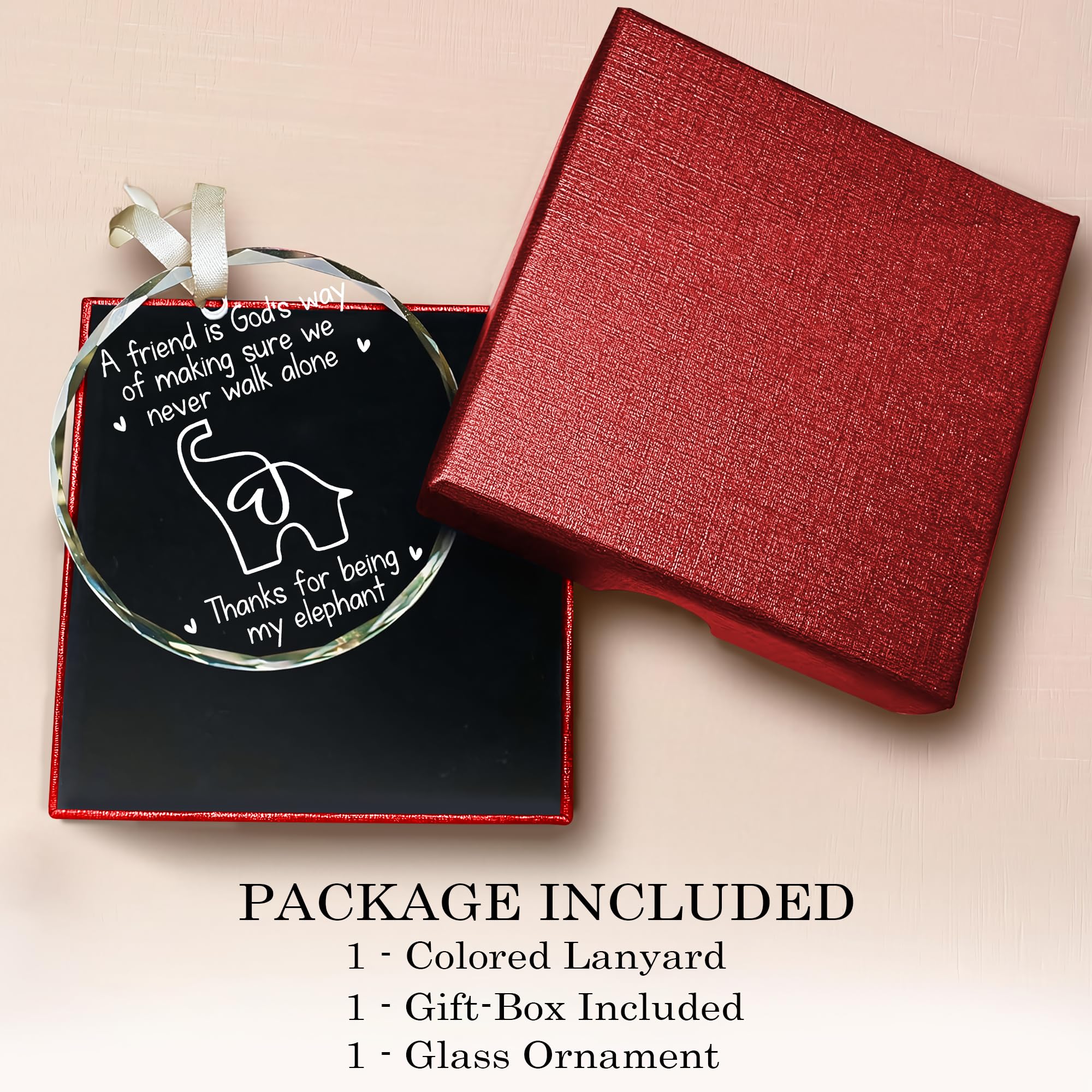 MALFIRST Friendship Elephant Ornament - A Friend is God's Way Ornament, Elephant Friendship Gifts, Friend Elephants Decor Gift,