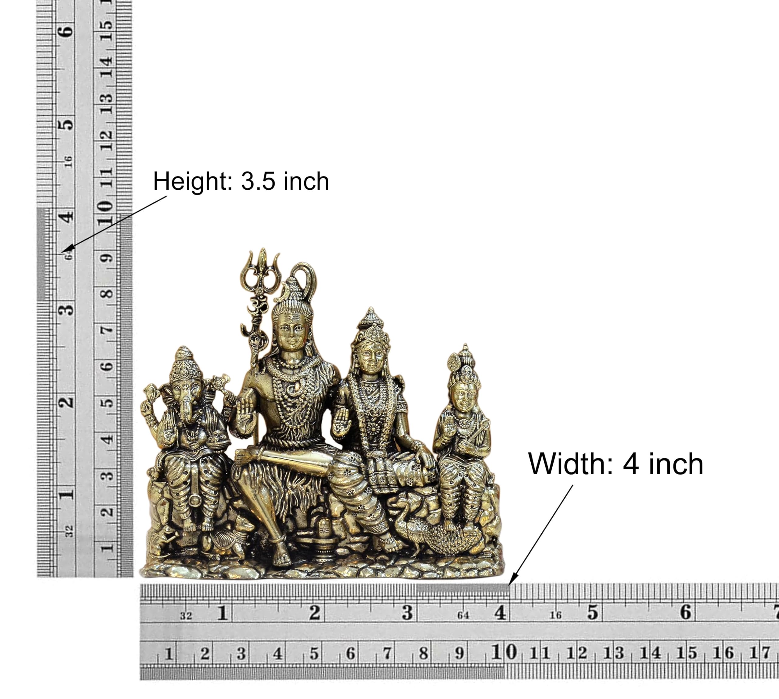 Dattatreya Bronze Shiv Parivar Shiva Family Idol Family For Home Decor Mandir Pooja Showpiece (Height 3.5 Inch)