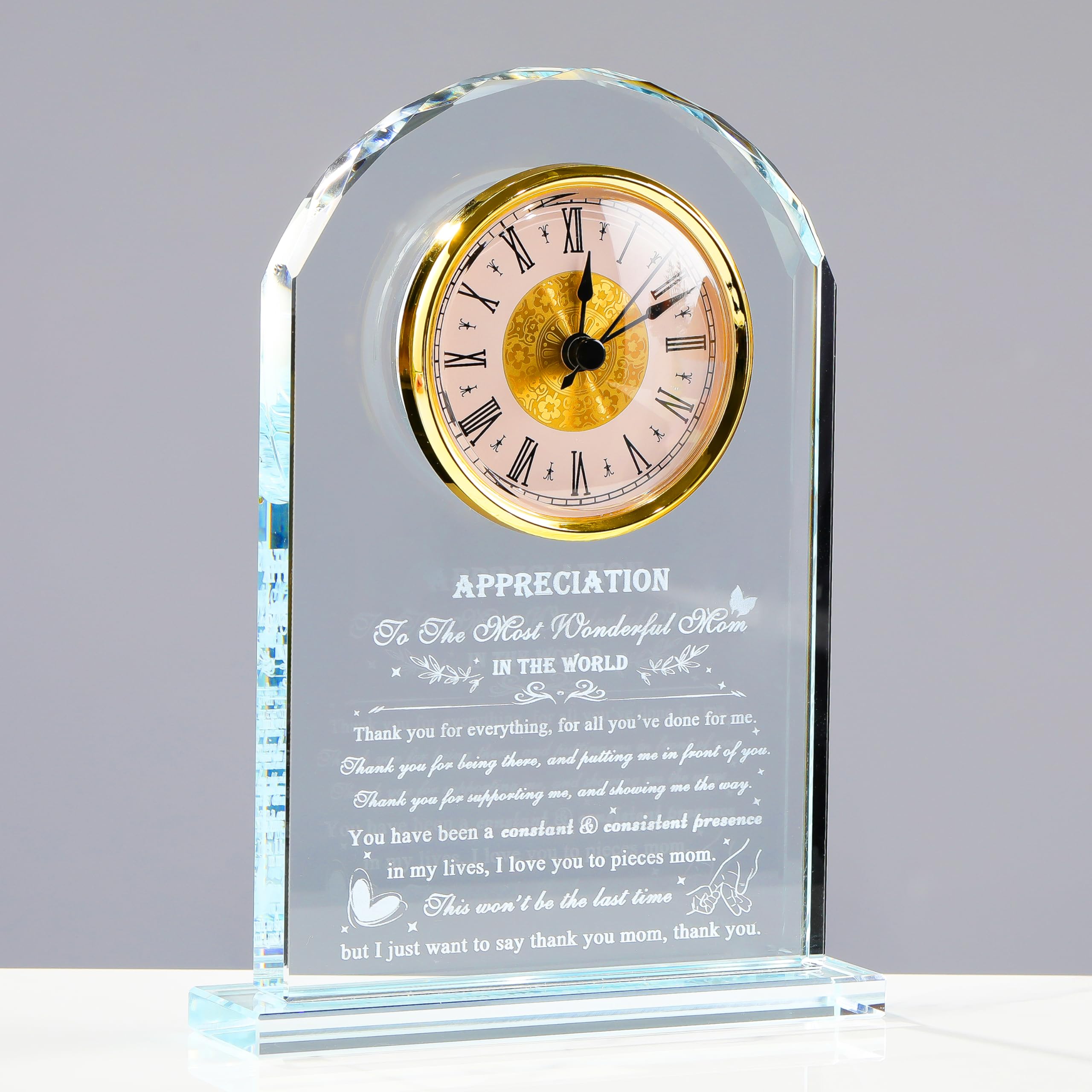 Mom Gifts from Daughter Son - Crystal Clock Engraved Mothers Day Appreciation Gifts Keepsake for Mother Mama who has Everything 