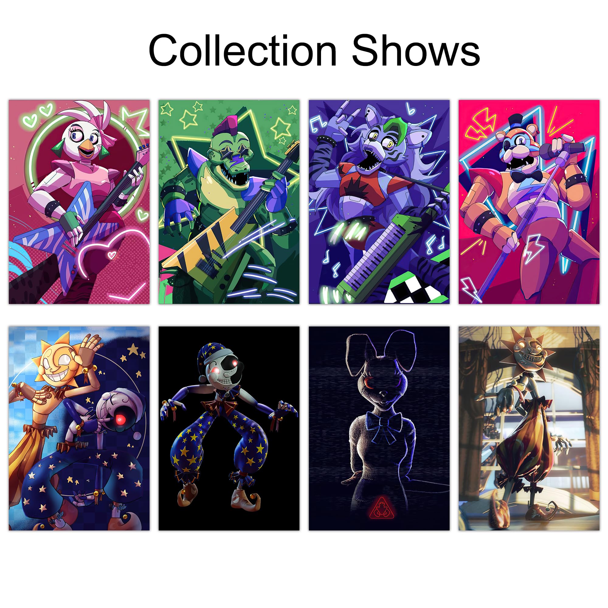 Pounchi Horror Game Posters (8 Pack With Wall Collage Kit) 11.2'' X 16.5'' Unframed Version Hd Printing Poster For Cartoon Decor