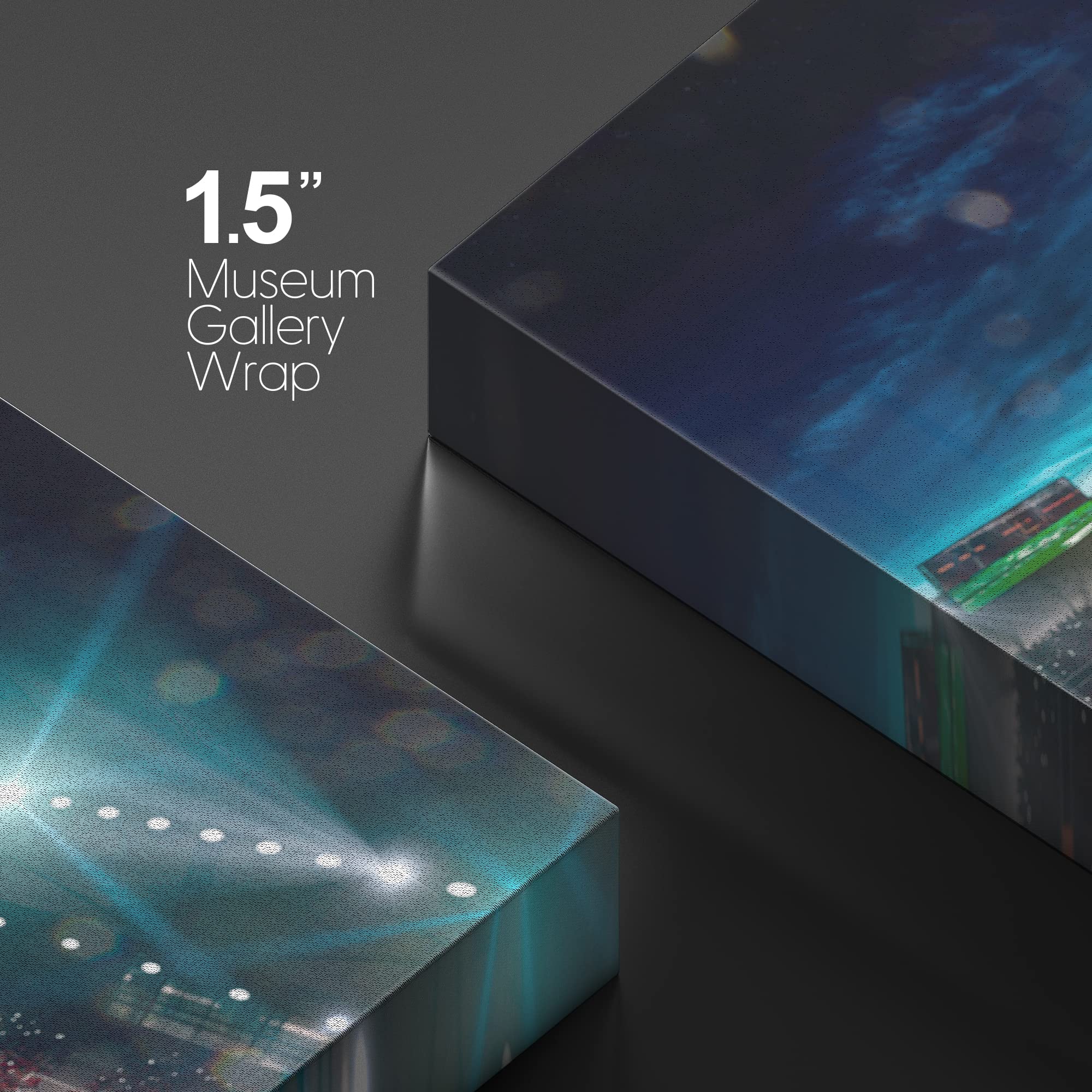 Wall26 Canvas Print Wall Art Football Player Tackle Neon Light Stadium Athletes Sports & Fitness Photography Realism Decorative