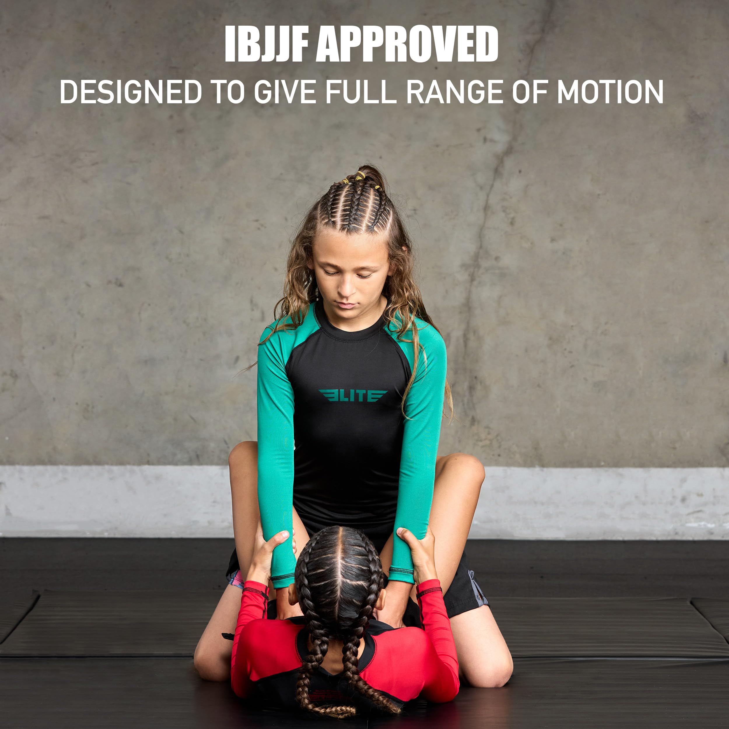 Elite Sports Rash Guards For Boys And Girls, Full Sleeve Compression Bjj Kids And Youth Rash Guard (Green, Small)