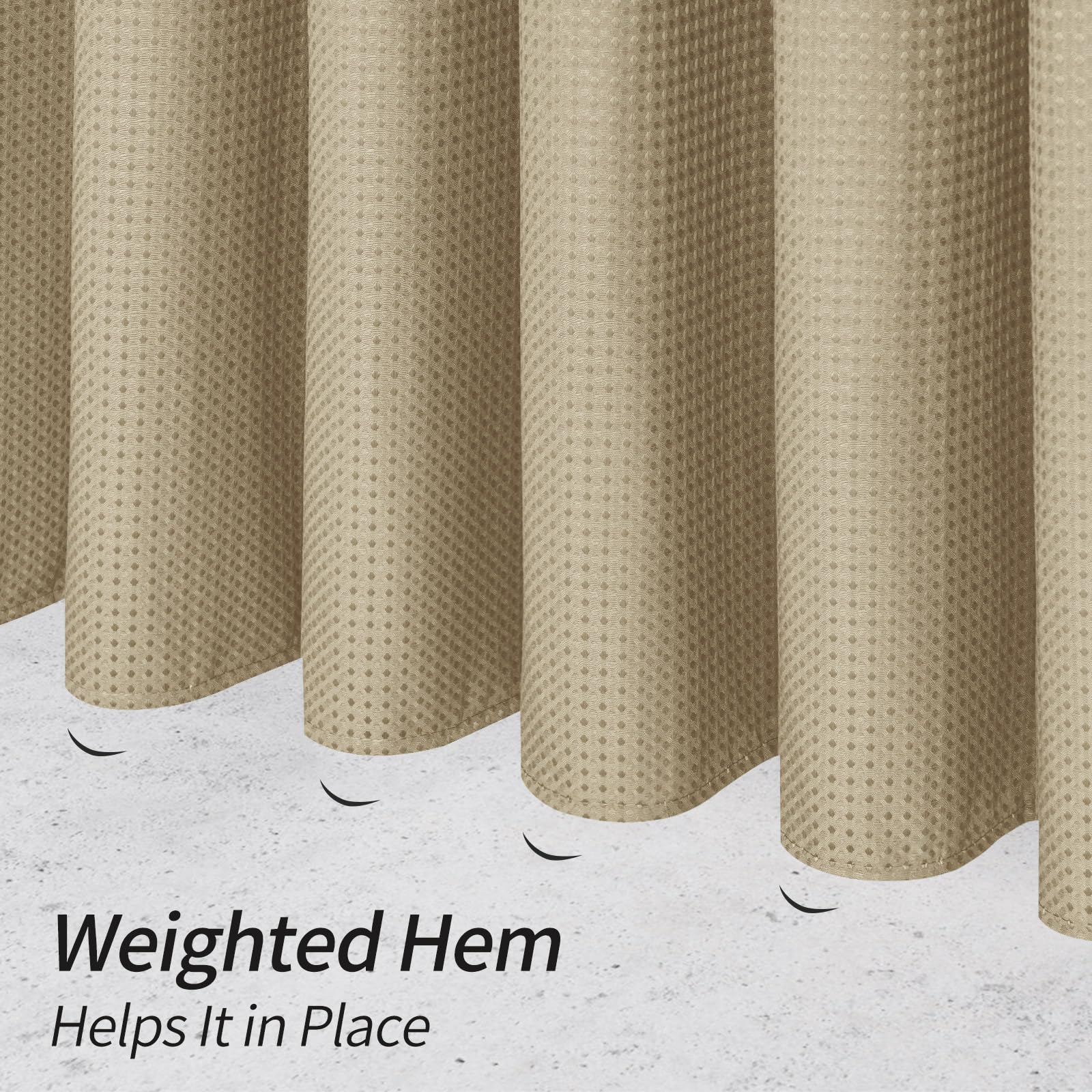MitoVilla Beige Waffle Shower Curtain with Snap-in Liner  Modern Waffle Weave Fabric Shower Curtain for Luxury Hotel & Spa Bathroom Decor  72 x 72  Beige/Khaki