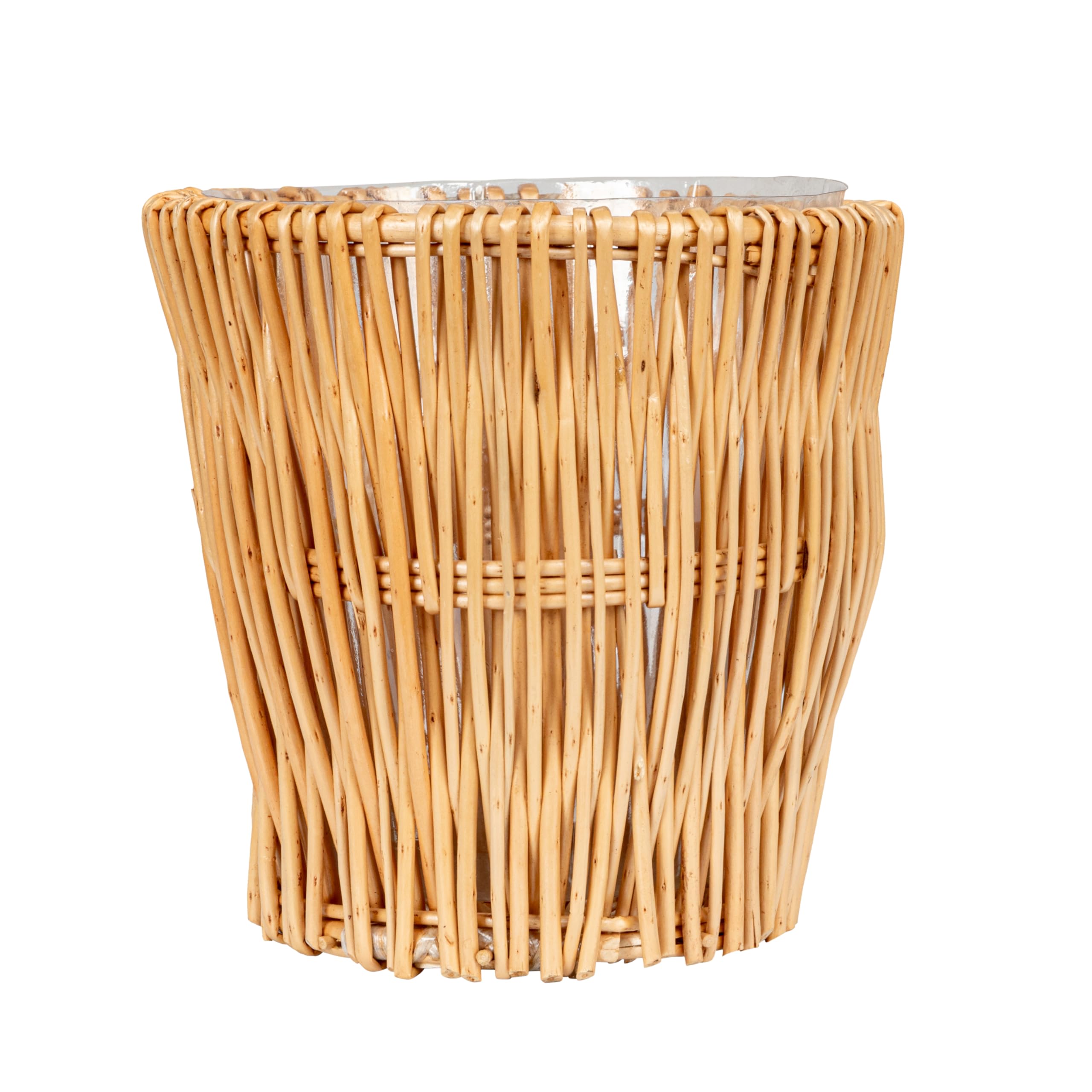 Household Essentials Small Reed Willow Waste Basket, Handwoven Basket With Removable Liner, Attractive Alternative To Plastic Or