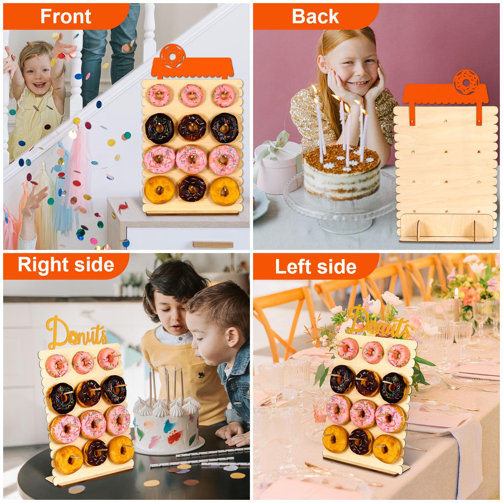 Zzbakress Reusable 12 Stake Wooden Donut Stand For Party To Display Or Place Donuts (Wood)