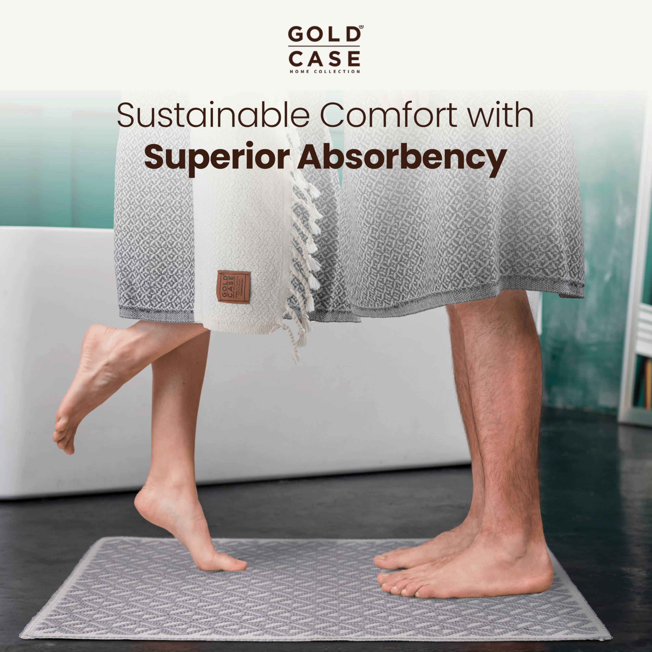 Bathroom Rugs 100% Cotton (Set Of 2) - Absorbent Turkish Bath Mat Sets - Washable Bathroom Rug For Floor & Tub - Bath Mats For S