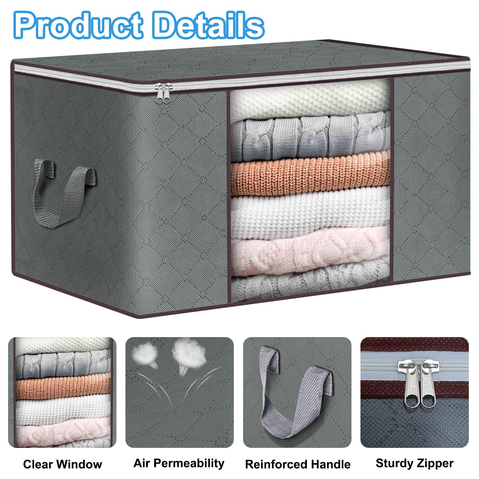 Budding Joy Clothes Storage, Foldable Large Storage Bags, Storage and Organization for Clothing, Blanket, Comforter, Clothes, Pi