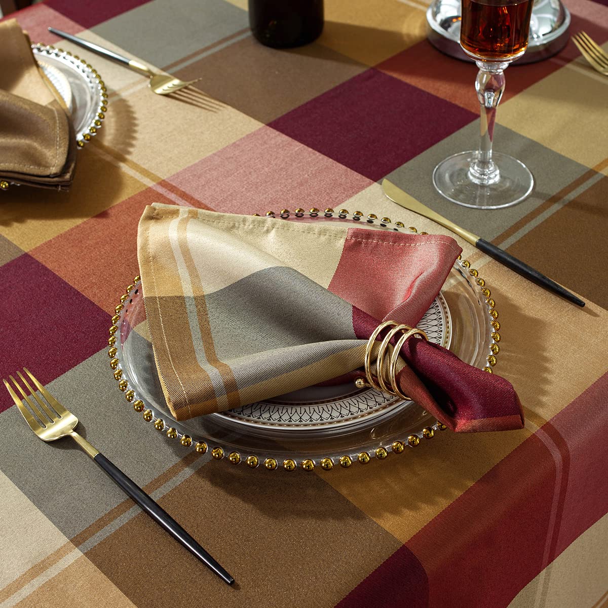 Square Cloth Napkins 20 X 20 Inch Set Of 4 Soft Checkered Napkin For Dinner, Wedding, Party And Holiday(Square 20 X 20 Inch, 4 P