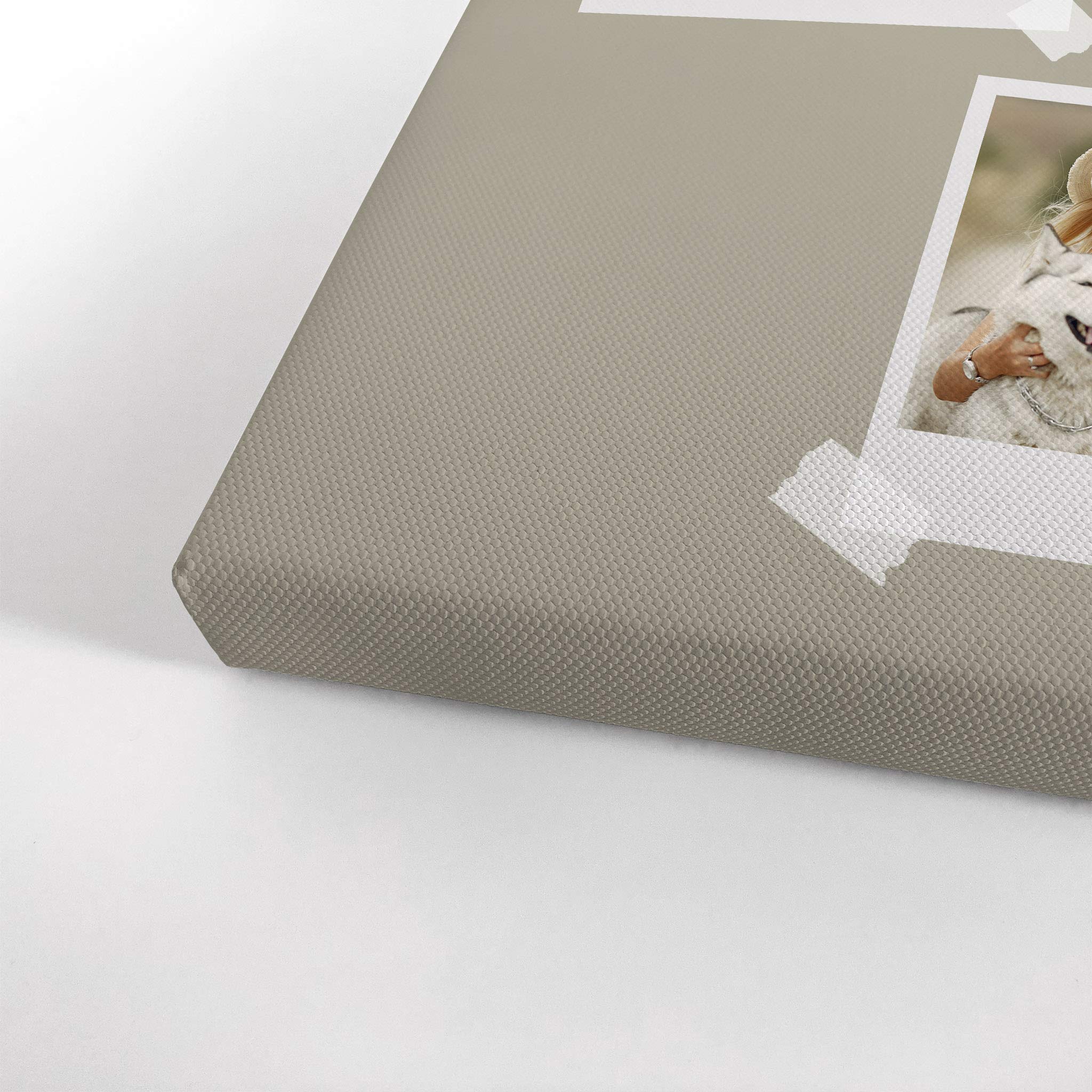 Smile Art Design Custom Photo Print Canvas Print with Your Photos Personalized Photo 3 Images Polaroid Photo Collage Picture Grey with I Love You Quote Personalized Gift Wedding Gift - 22x15 inches