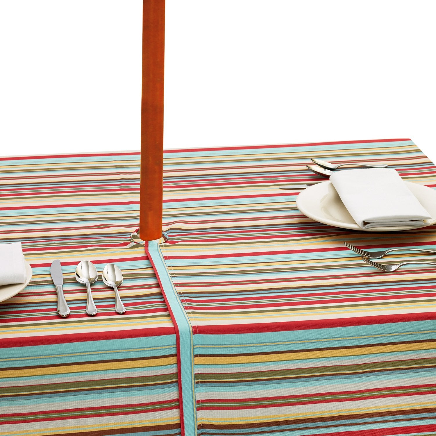 Dii Indoor/Outdoor Tabletop Collection Multi-Use, Machine Washable, Striped, Reversible Placemat Set, 13X19, Summer Print