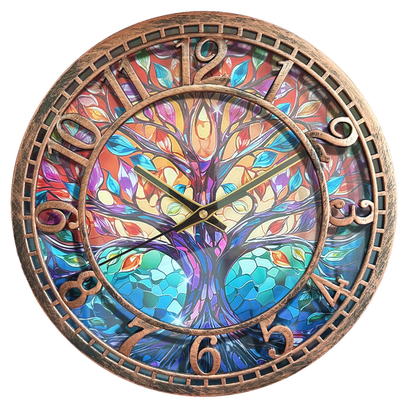 Wangiro Tree Of Life Wall Clock 12Inch Silent Movement Non-Ticking Clock Precise Timekeeping Wall Clock Suitable For Living Room