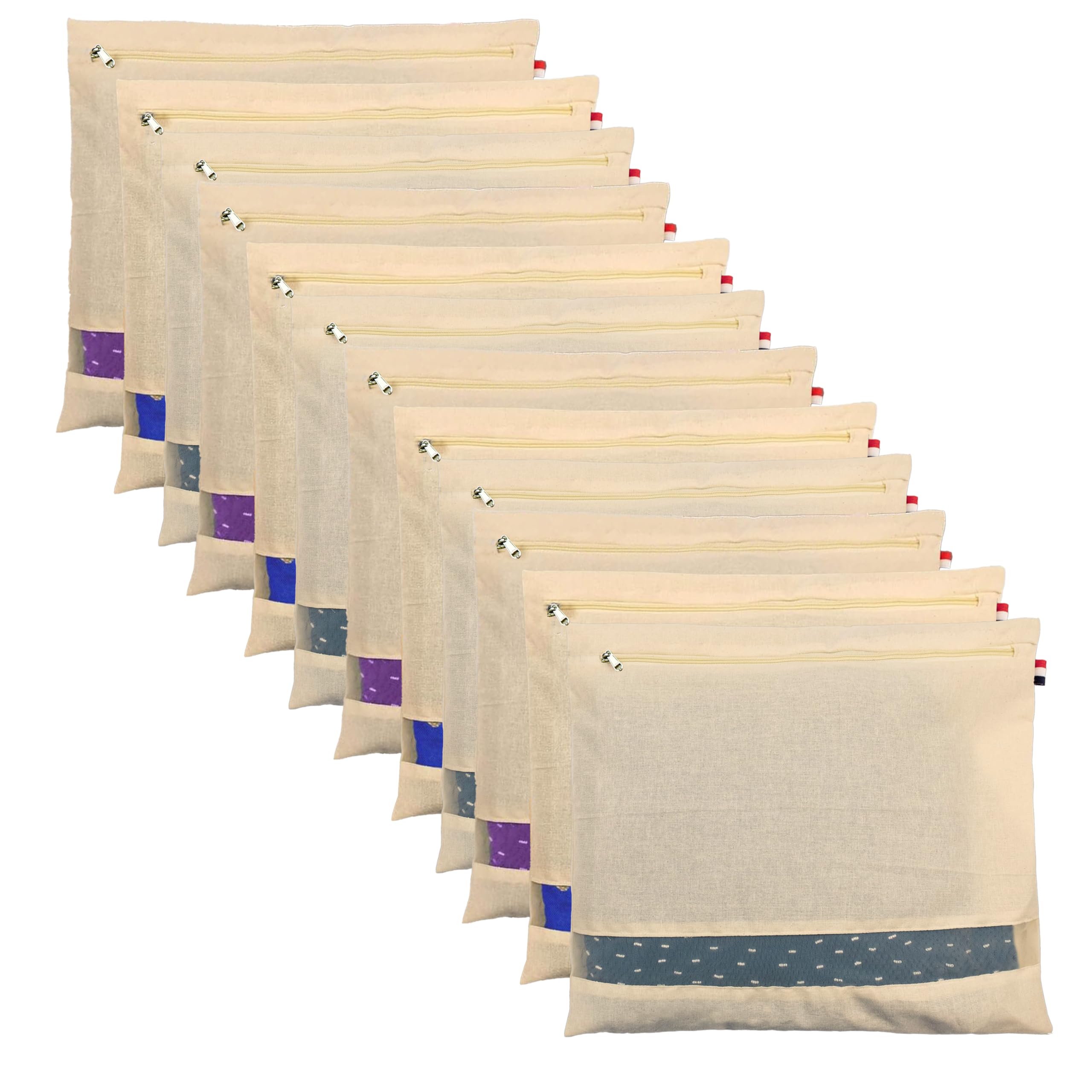 Storite Cotton Saree Bags/Covers For Storage Set Of  12 Big Size Single (42 X 37 Cm) With Zip Closure For Clothes Bags And Ward
