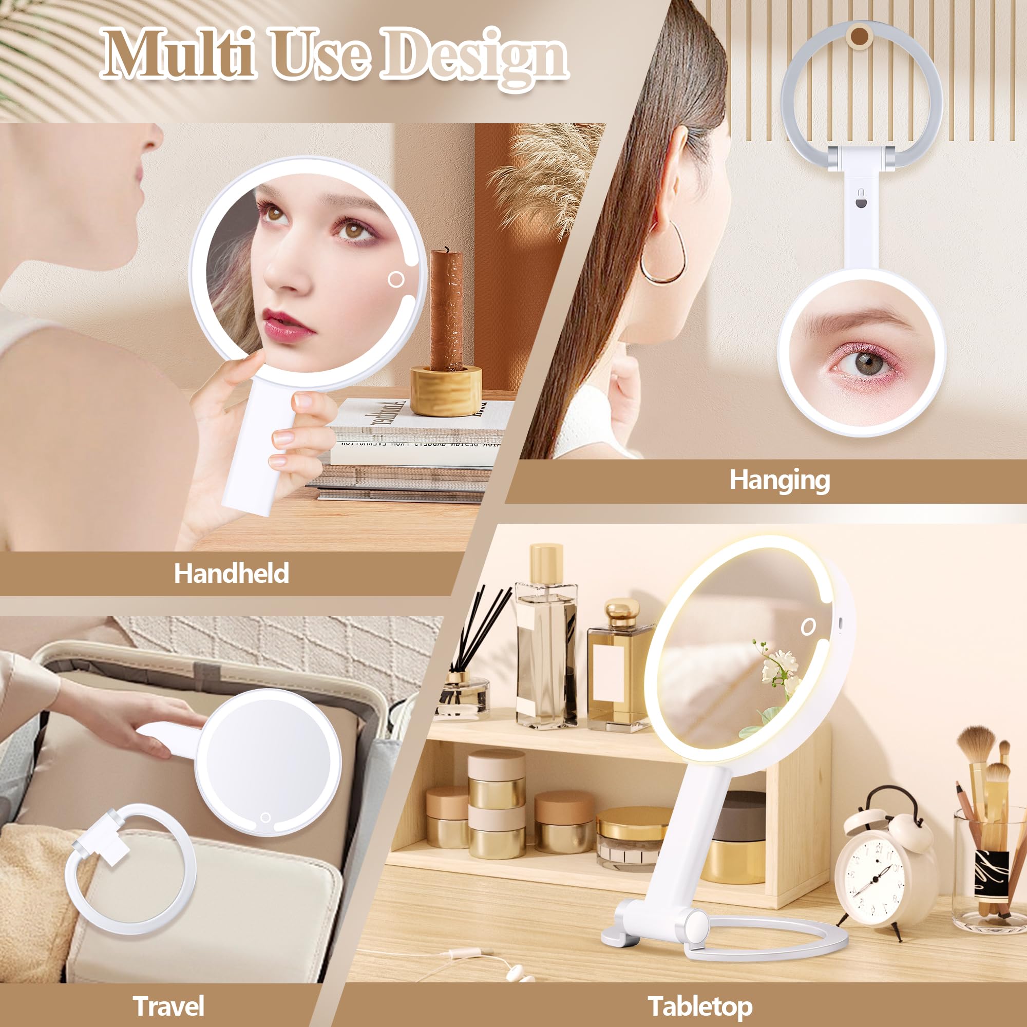 Momokuba Magnifying Mirror With Light 20X/1X, Lighted Makeup Mirror With Magnification, Make Up Mirrors Stand Up Double Sided, M