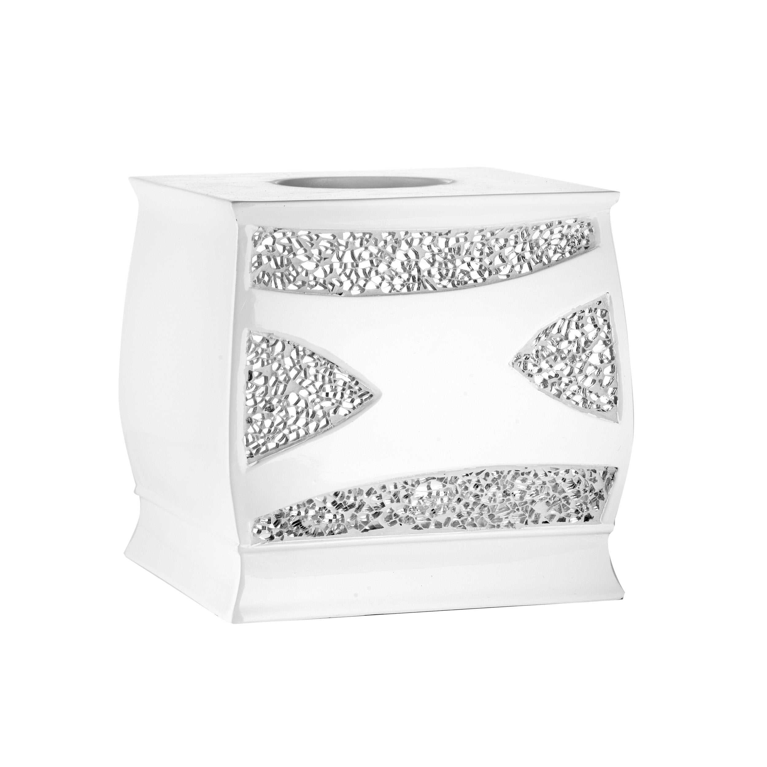 Zahari Home Sinatra Tissue Box Cover Square Tissue Holder For Bathroom Bedroom Living Room, White