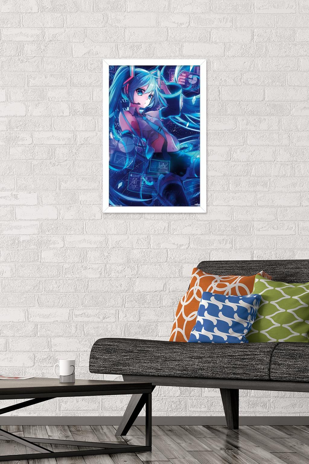 Trends International Hatsune Miku - Screens Wall Poster, 14.725'' X 22.375'', White Framed Version