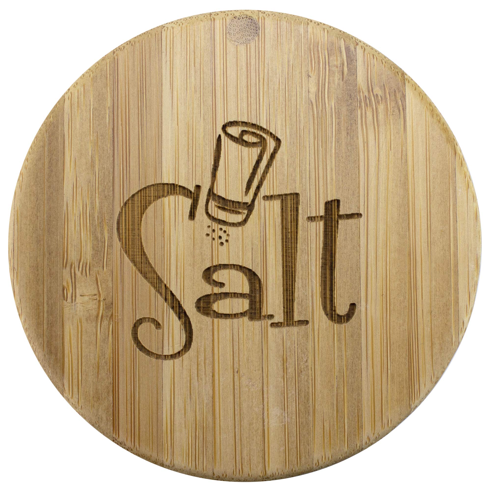 Totally Bamboo Salt Cellar Bamboo Storage Box With Magnetic Swivel Lid, 6 Ounce Capacity, Salt Engraved On Lid