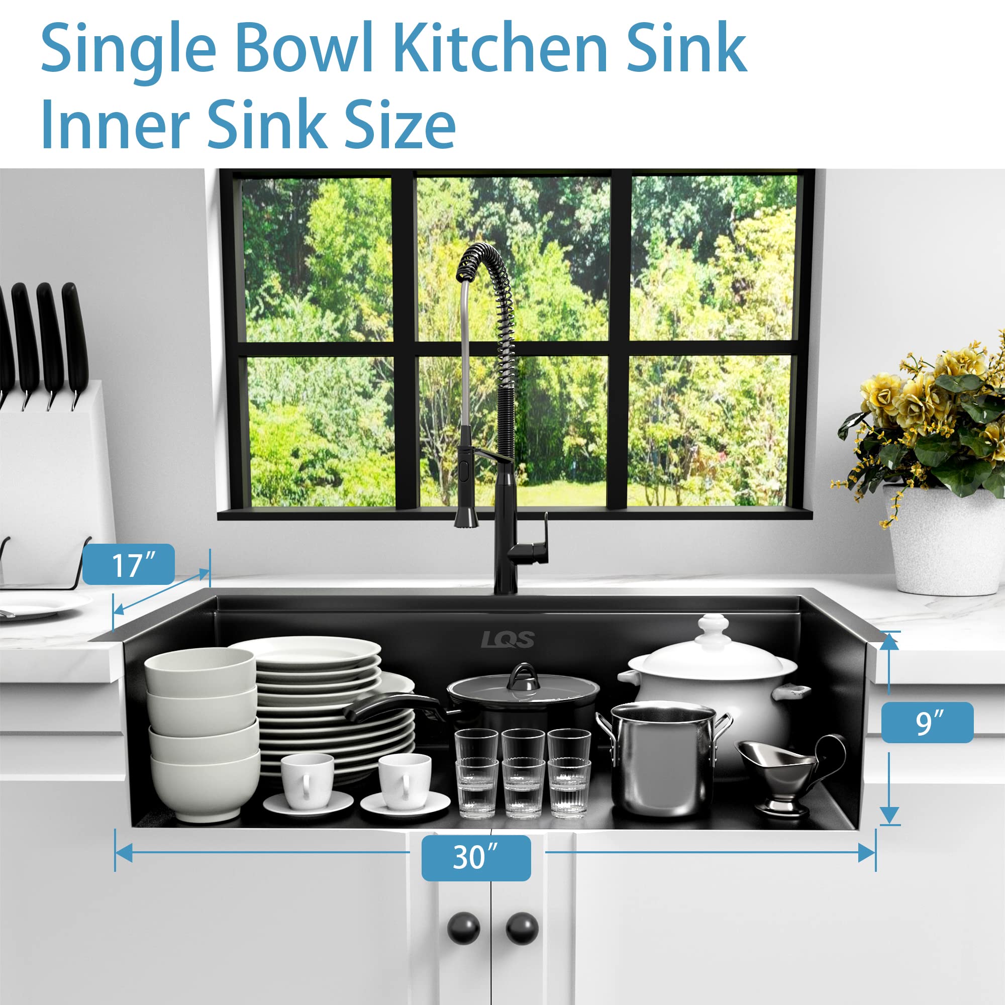 Lqs Kitchen Sink, Workstation Kitchen Sink, 33    X 22    Drop In Kitchen Sink, Black Single Bowl Kitchen Sink With Accessories,